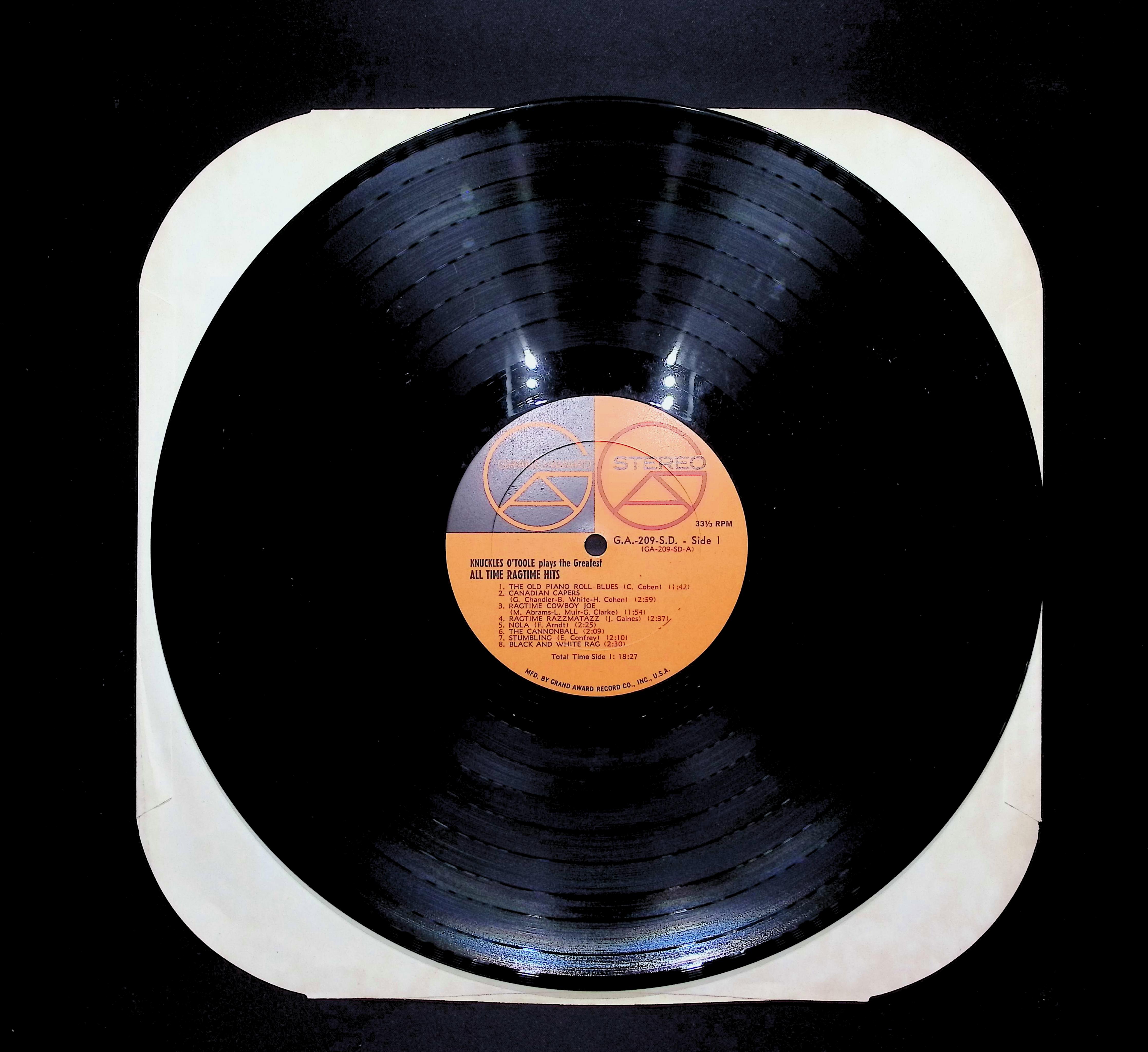 Knuckles O'Toole Knuckles O'Toole Plays The Greatest All-Time Ragtime Hits 12" LP 1960 GA 209 SD Jazz — image 5