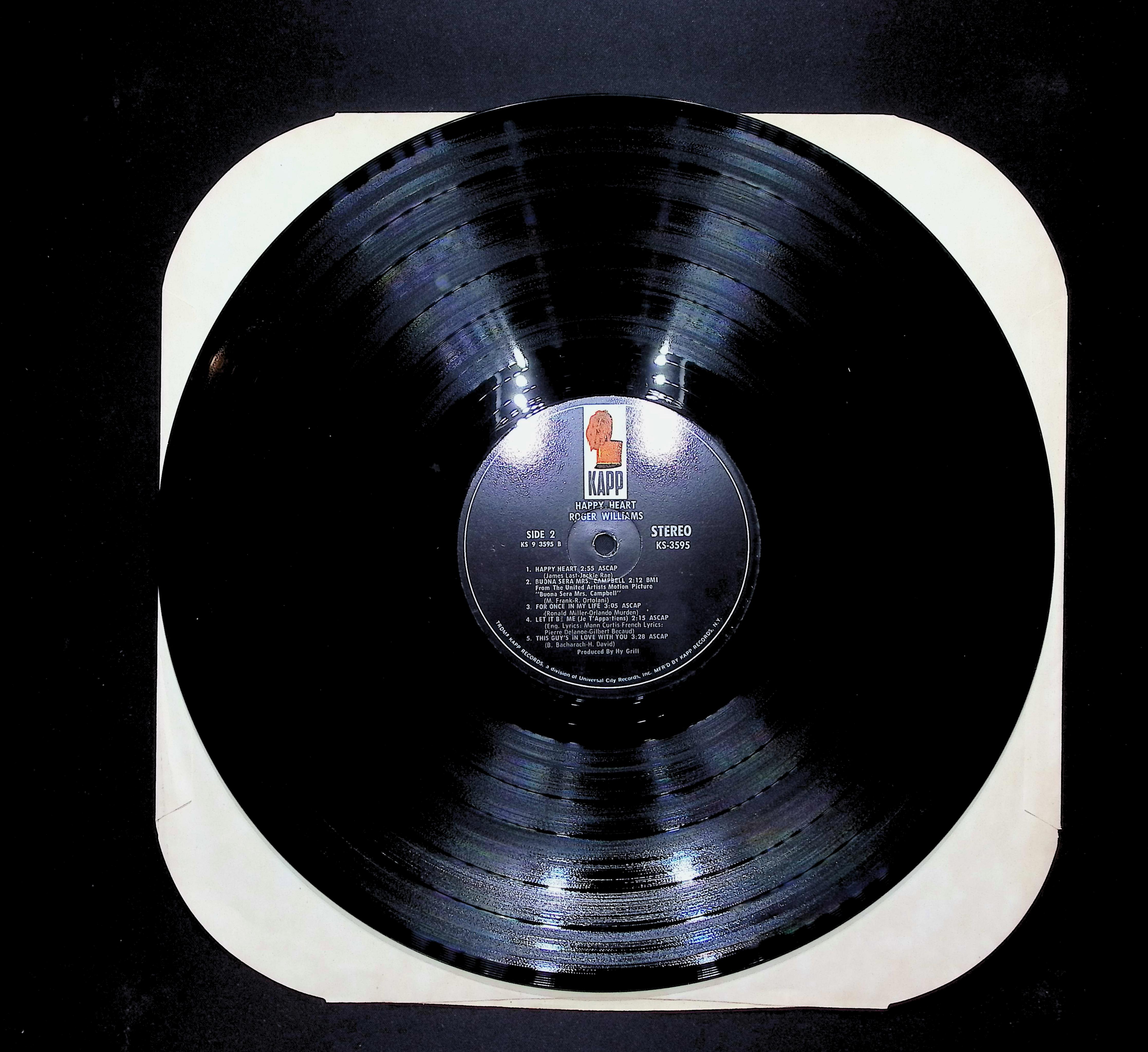 Roger Williams (2) Happy Heart 12" LP 1969 KS-3595 Jazz — image 5