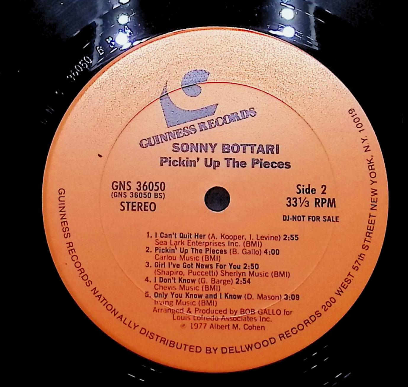 Sonny Bottari Pickin Up The Pieces 12" LP 1977 GNS 36050 Rock — image 2