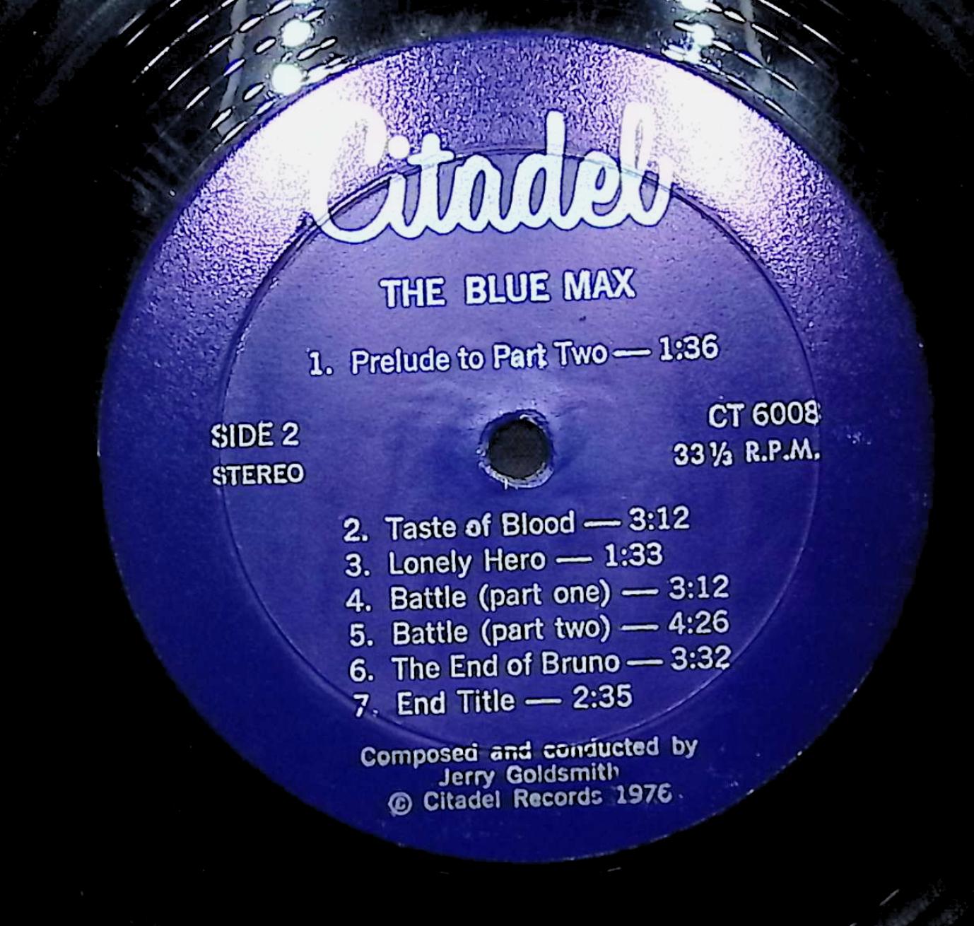 Jerry Goldsmith The Blue Max 12" LP 1976 CT 6008 Stage & Screen — image 4