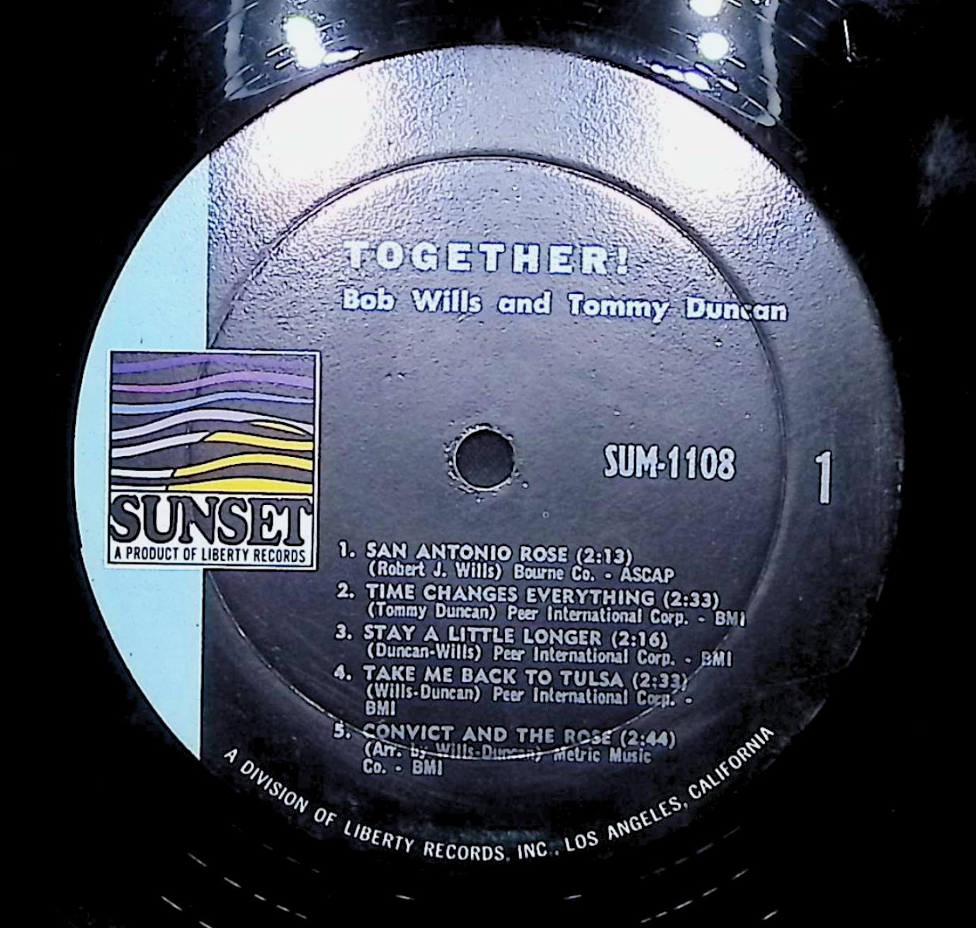Bob Wills And Tommy Duncan Together 12" LP 1966 SUM-1108 Folk, World, & Country — image 2