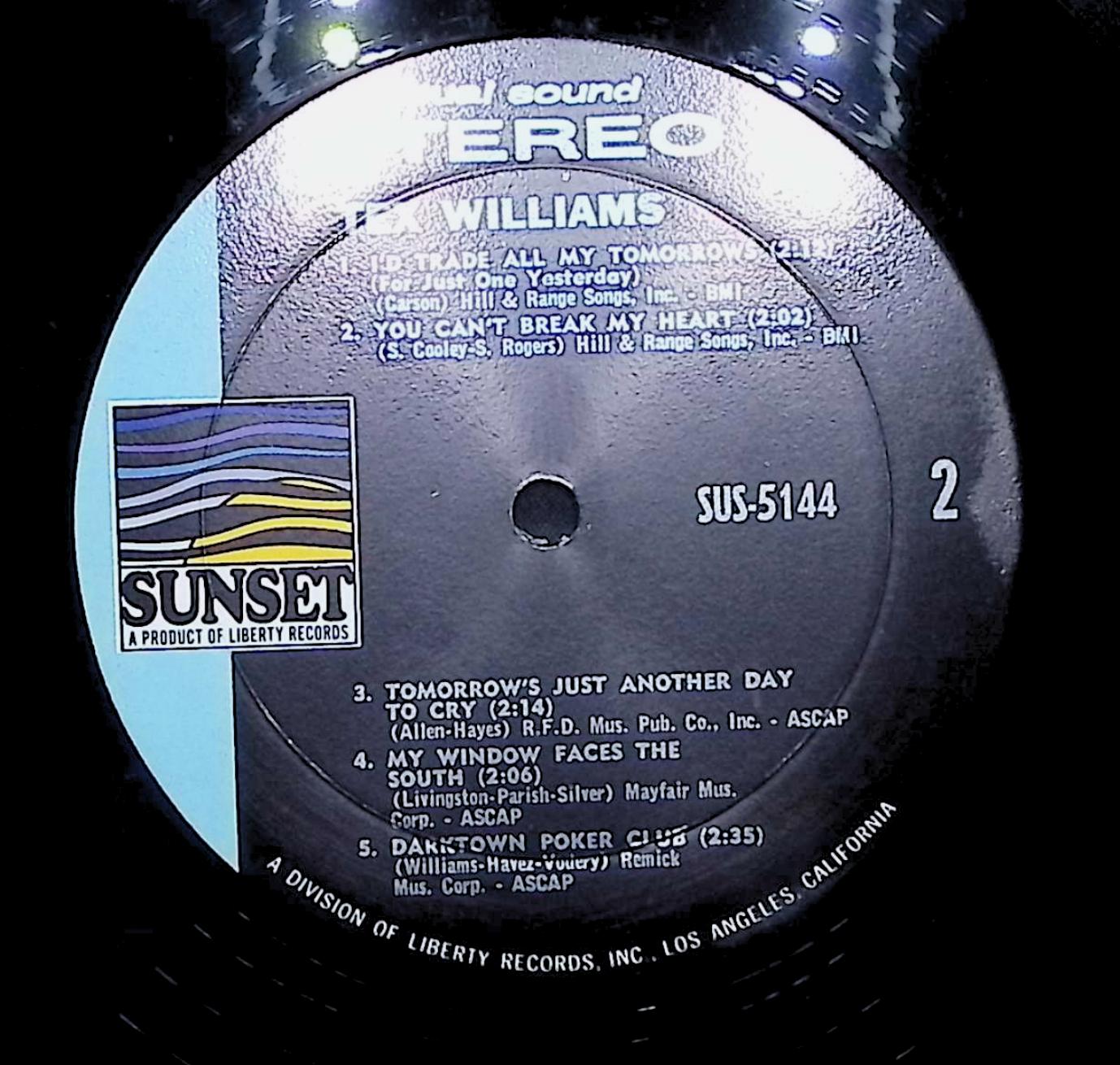 Tex Williams Tex Williams 12" LP 1966 SUS-5144 Folk, World, & Country — image 2