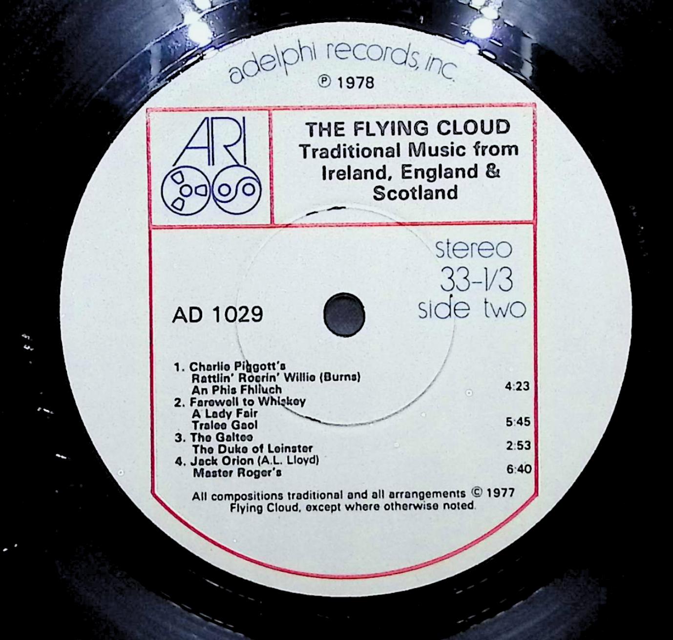 The Flying Cloud Traditional Music From Ireland, England And Scotland 12" LP 1978 AD 1029 Folk — image 2