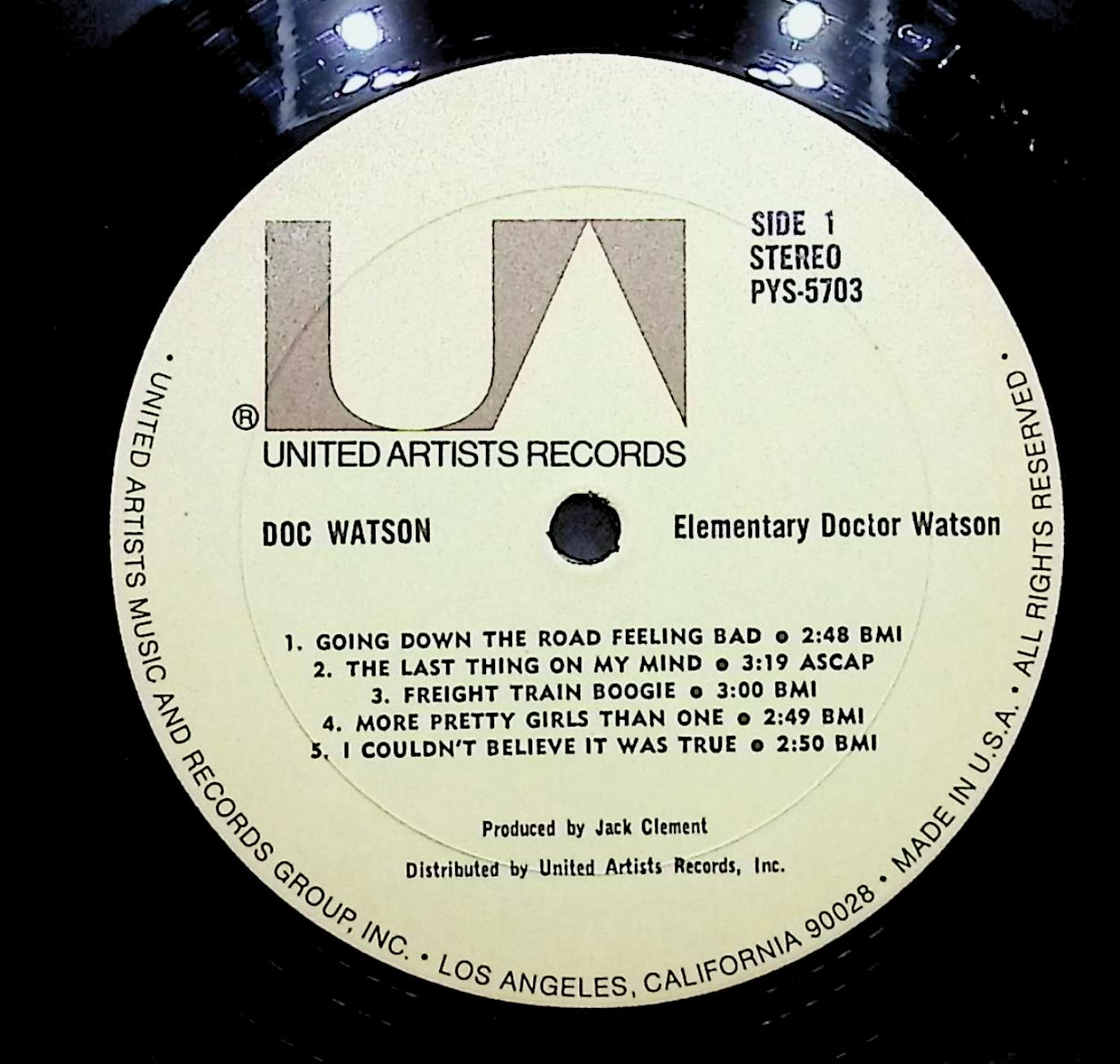 Doc Watson Elementary Doctor Watson 12" LP 1972 PYS 5703 Blues — image 4