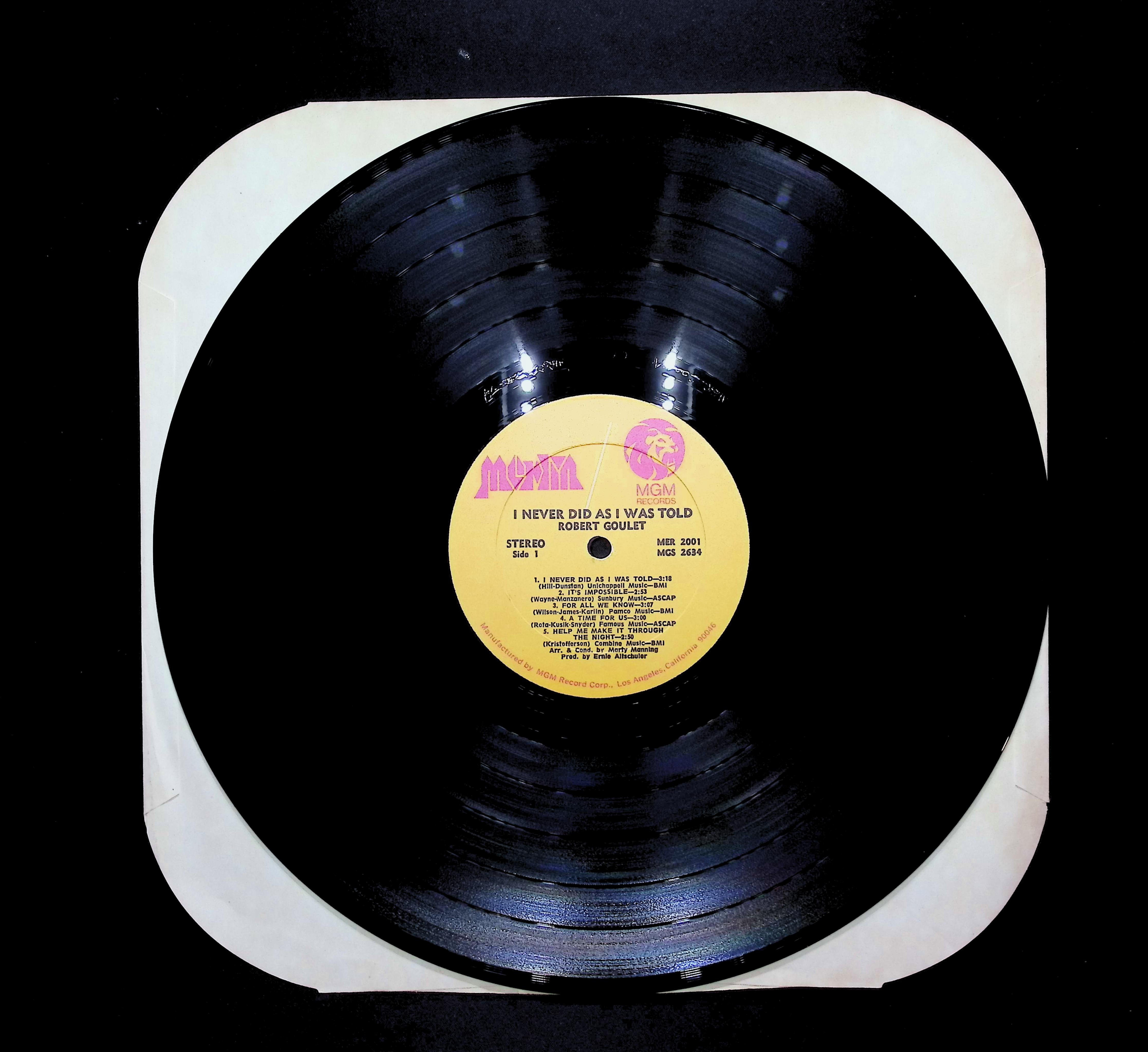 Robert Goulet I Never Did As I Was Told 12" LP 1971 MER 2001 Pop — image 3