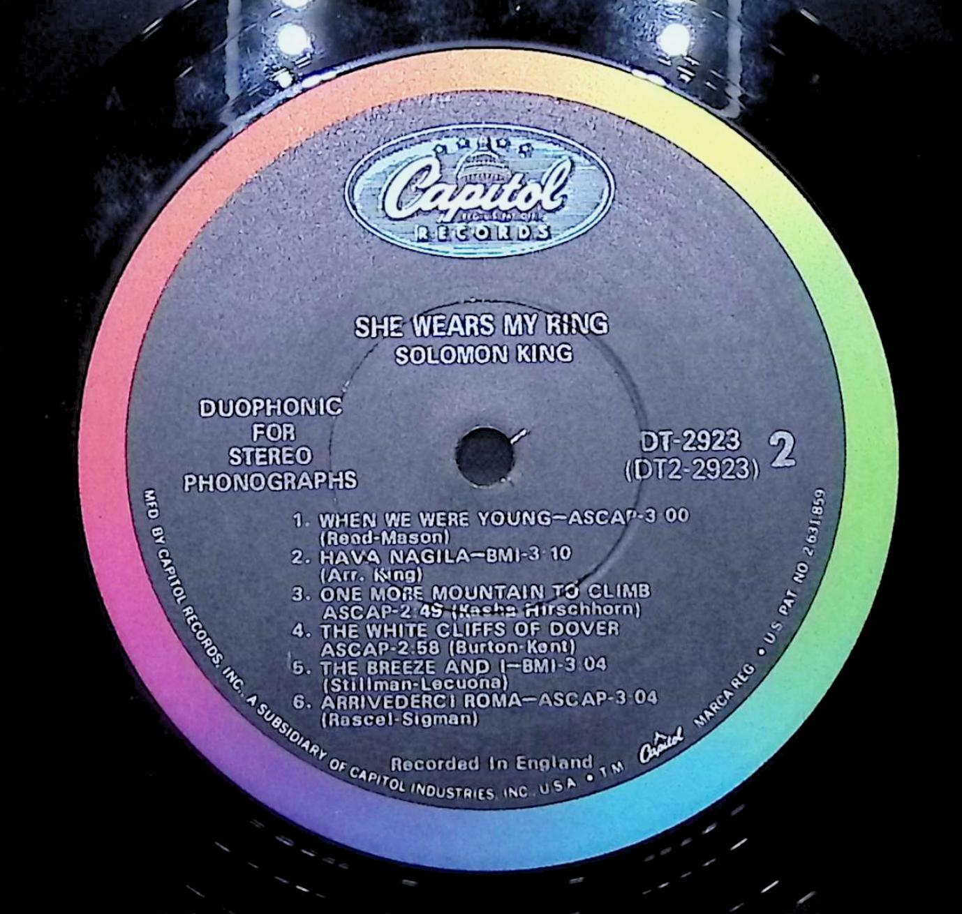 Solomon King She Wears My Ring 12" LP 1968 DT 2923 Pop — image 2