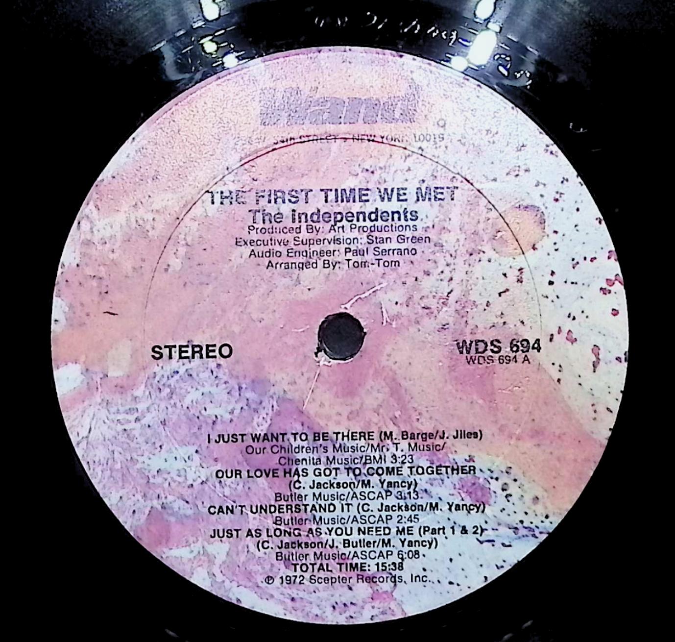 The Independents The First Time We Met 12" LP 1972 WDS 694 Funk / Soul — image 2