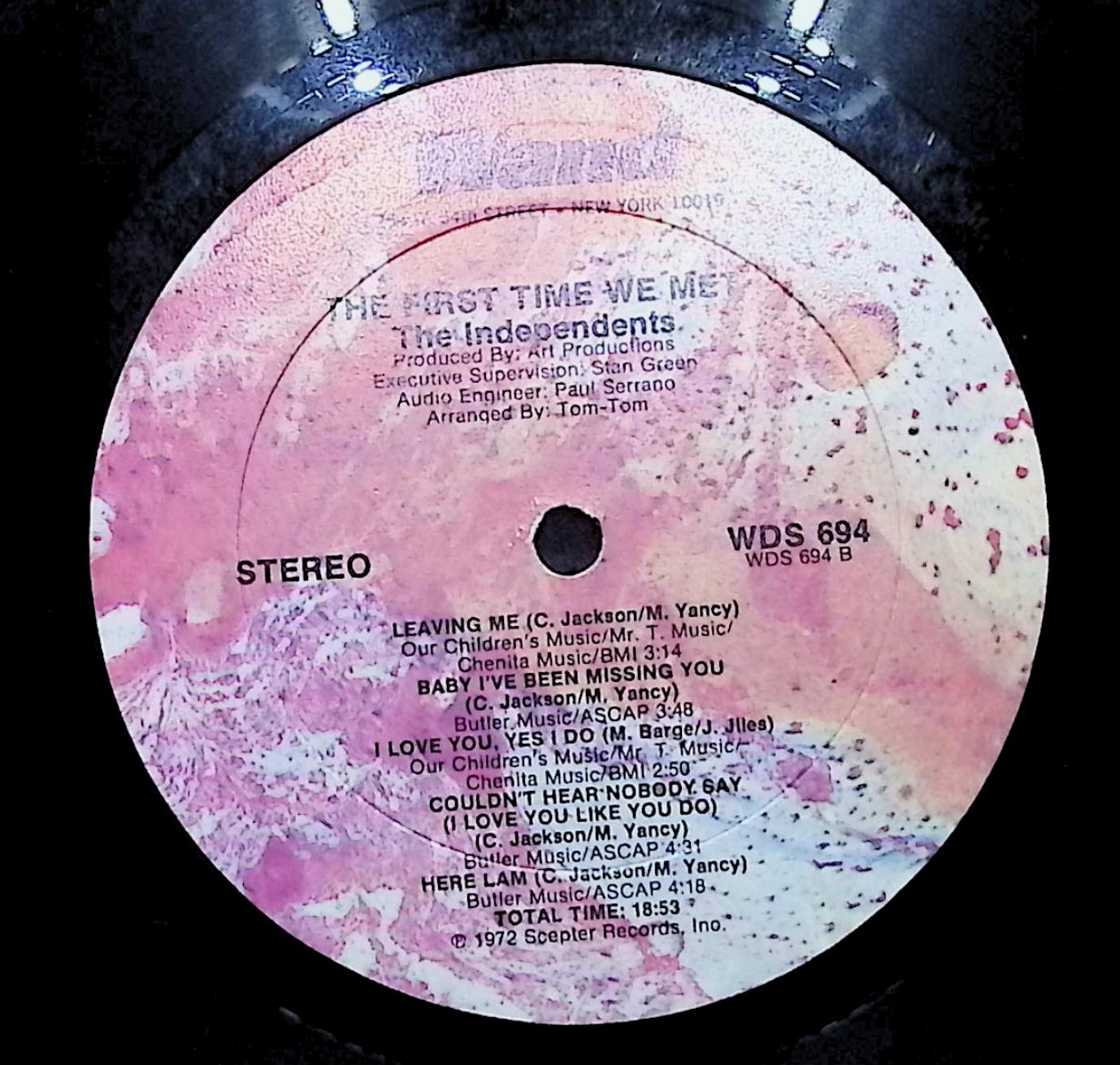 The Independents The First Time We Met 12" LP 1972 WDS 694 Funk / Soul — image 4