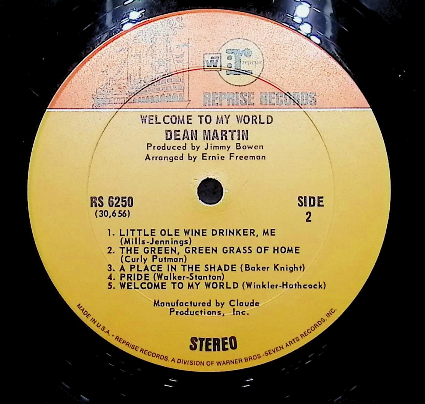 Dean Martin Welcome To My World 12" LP 1967 RS - 6250 Folk, World, & Country — image 2