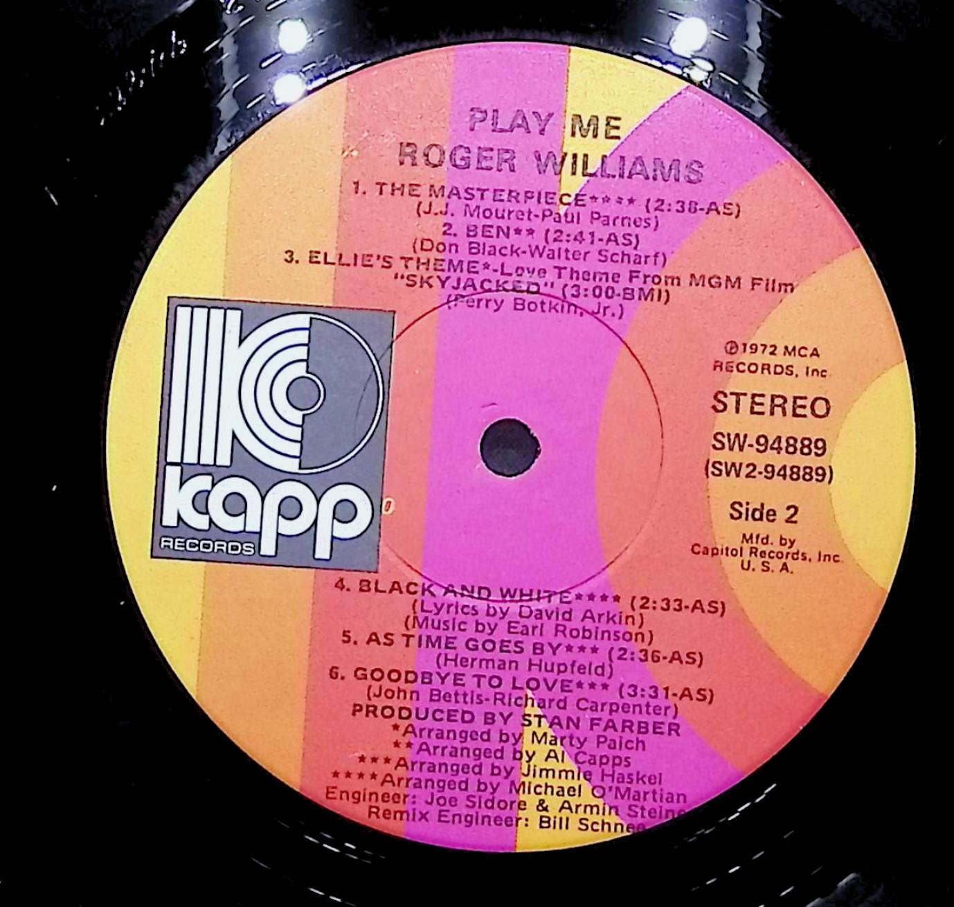 Roger Williams Roger Williams Plays The Hits 12" LP 1965 KS-3414 Jazz — image 2