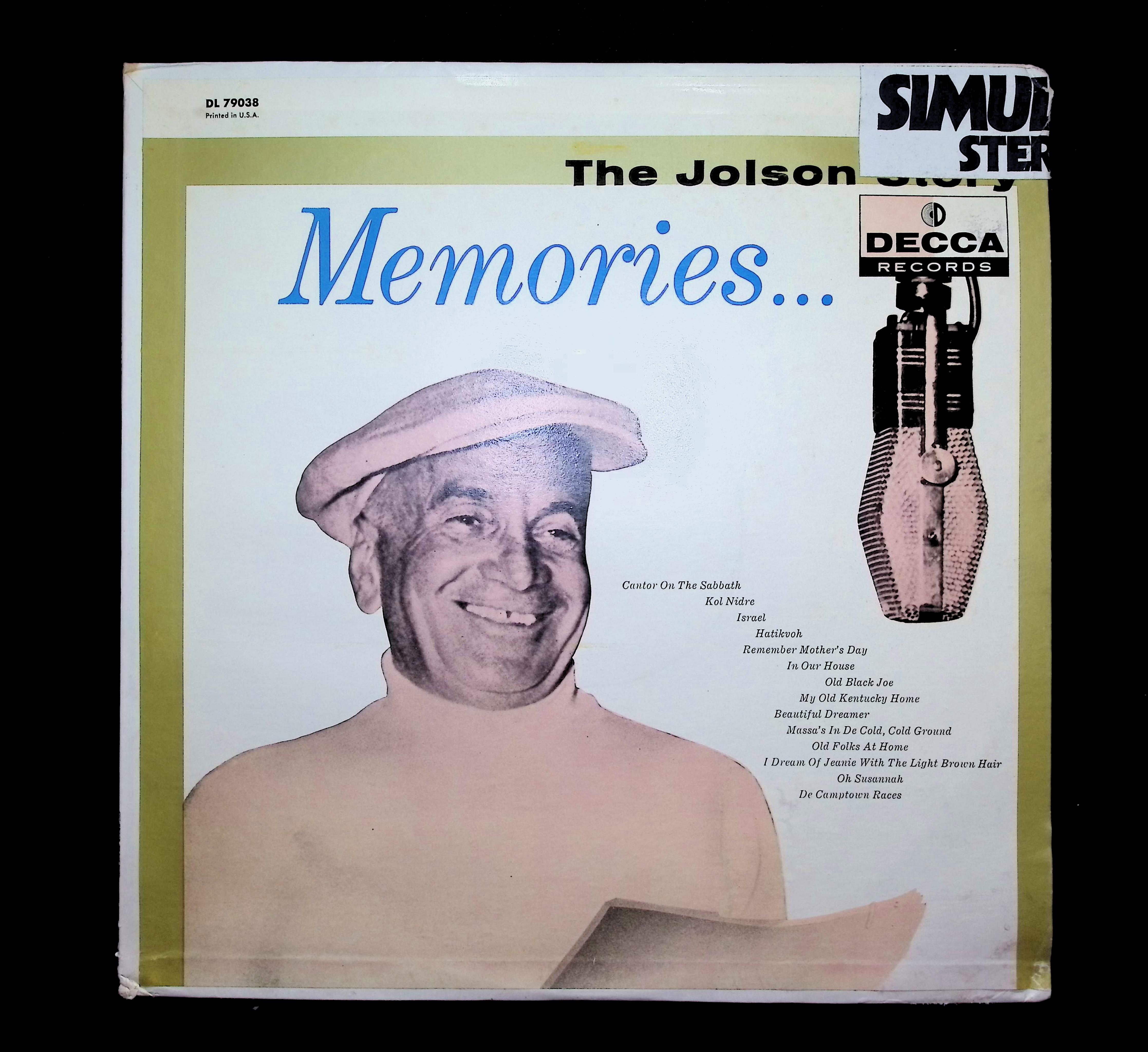 Al Jolson The Jolson Story - Memories ... 12" LP 0 DL 79038 Jazz