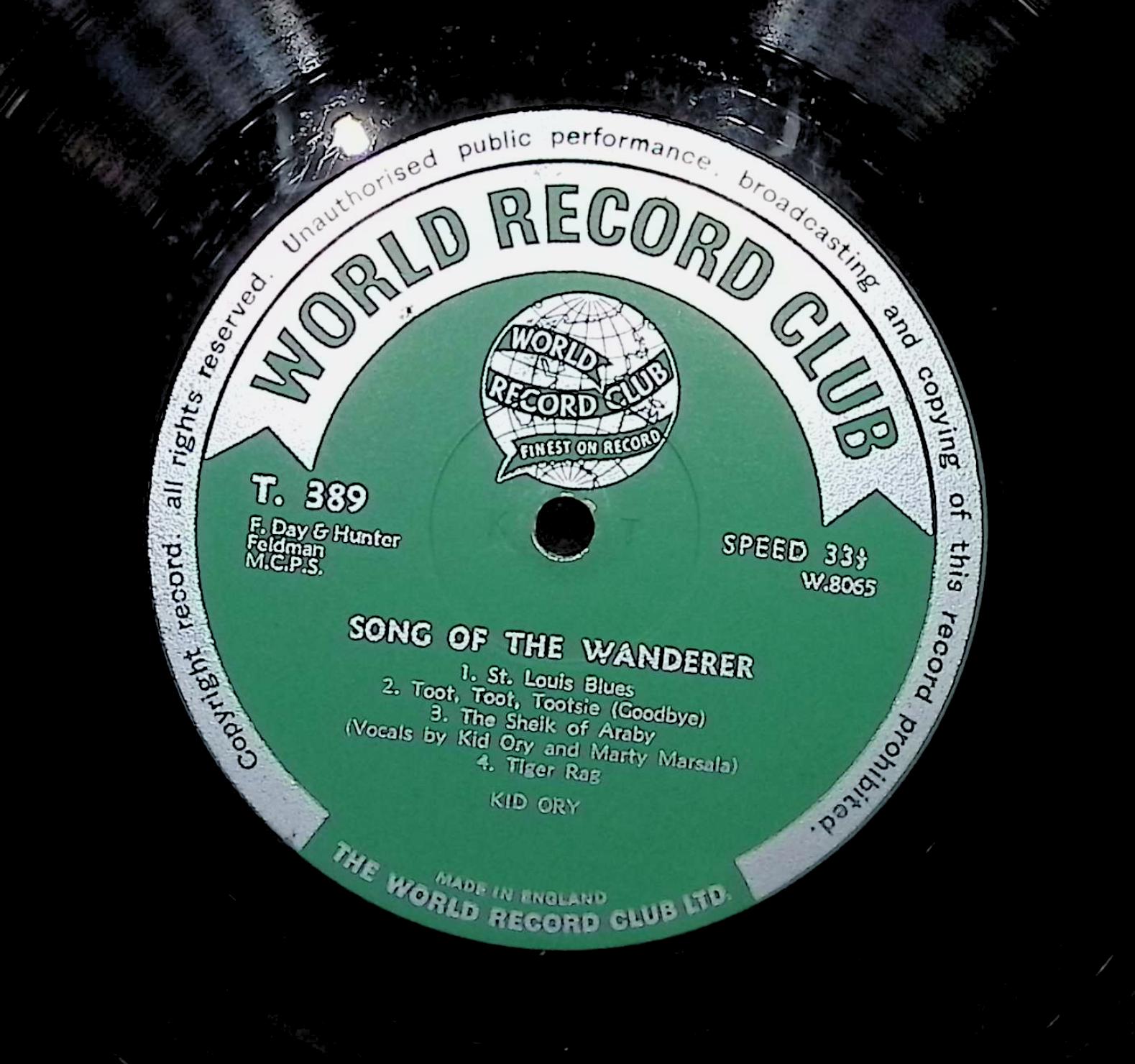 Kid Ory Song Of The Wanderer 1965 LP Jazz Side A & B  — image 2