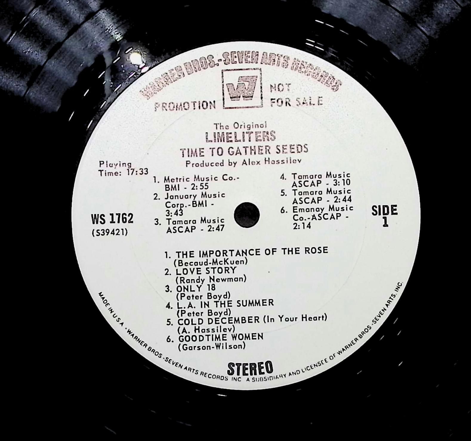 The Limeliters Time To Gather Seeds 1968 LP Rock Side 1 & 2  — image 2