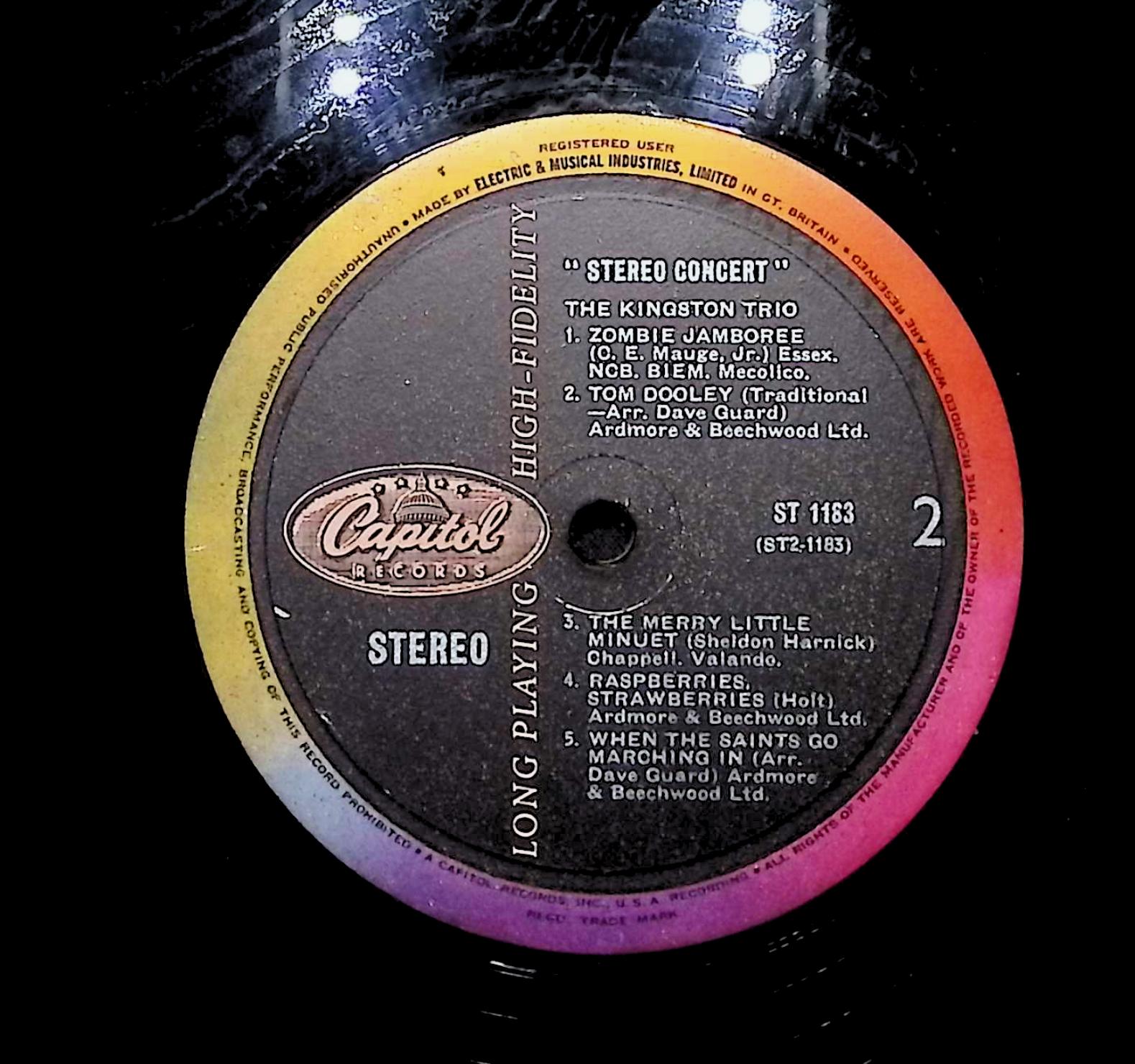 Kingston Trio Stereo Concert 1959 LP Pop Sides 1 & 2  — image 2