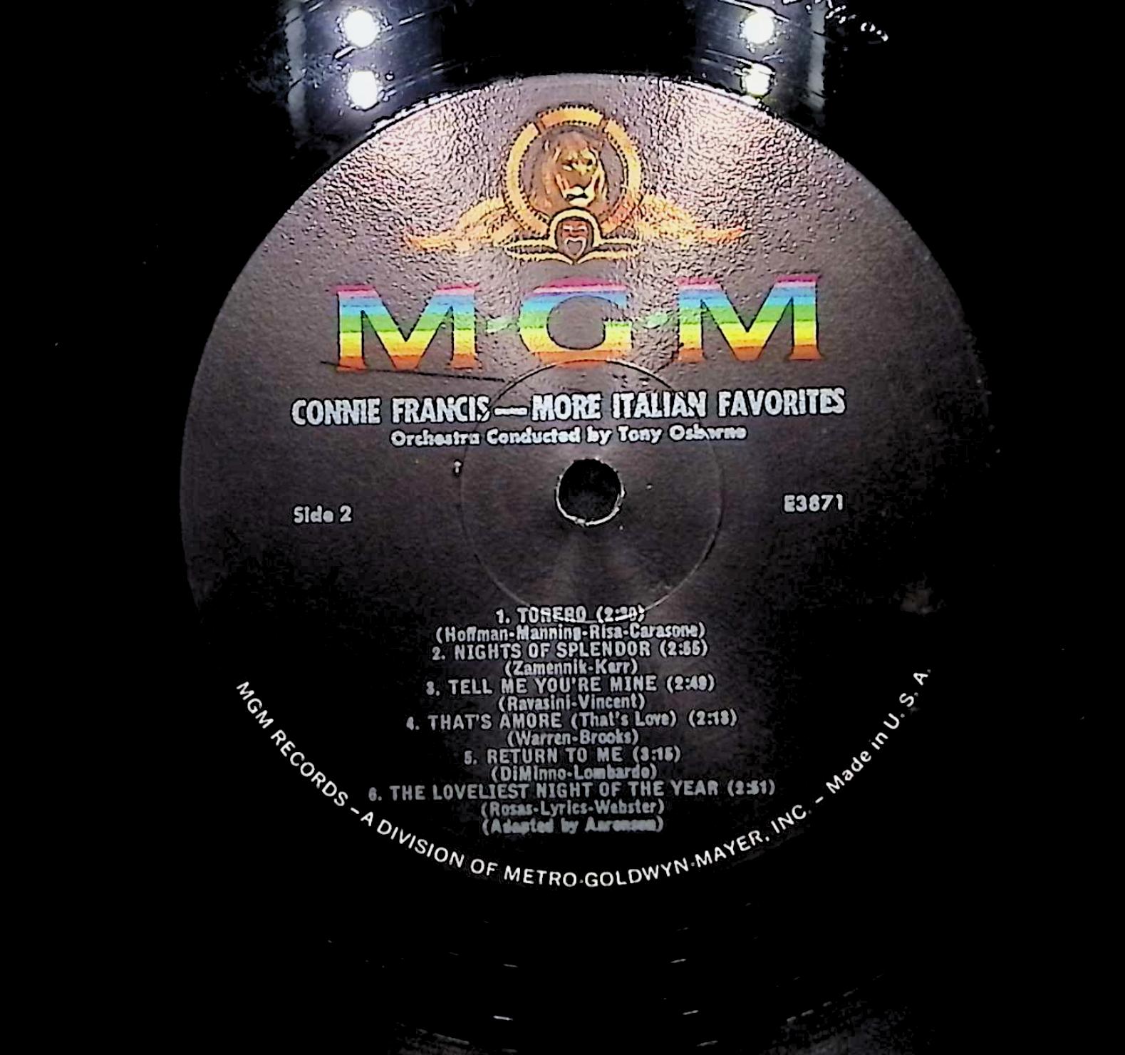 Connie Francis More Italian Favorites LP Pop Side 1 & Side 2  — image 2