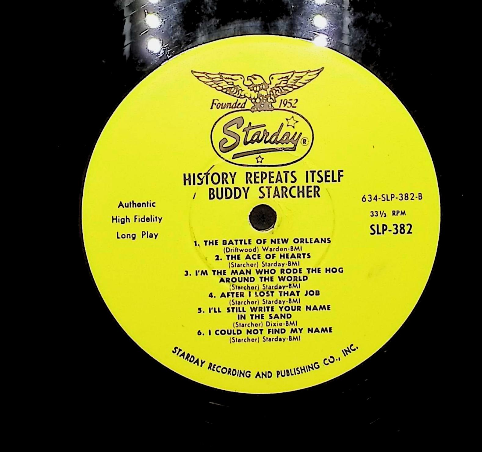 Buddy Starcher History Repeats Itself 1966 LP Folk, World, & Country Side A & B — image 4
