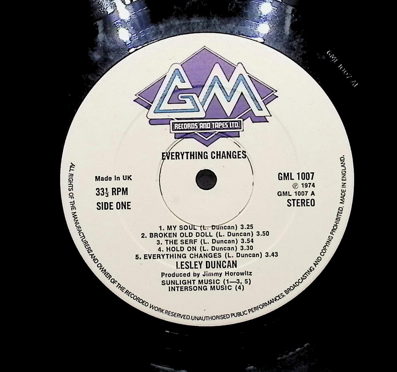 Lesley Duncan Everything Changes 1974 LP Rock Side One & Two  — image 2