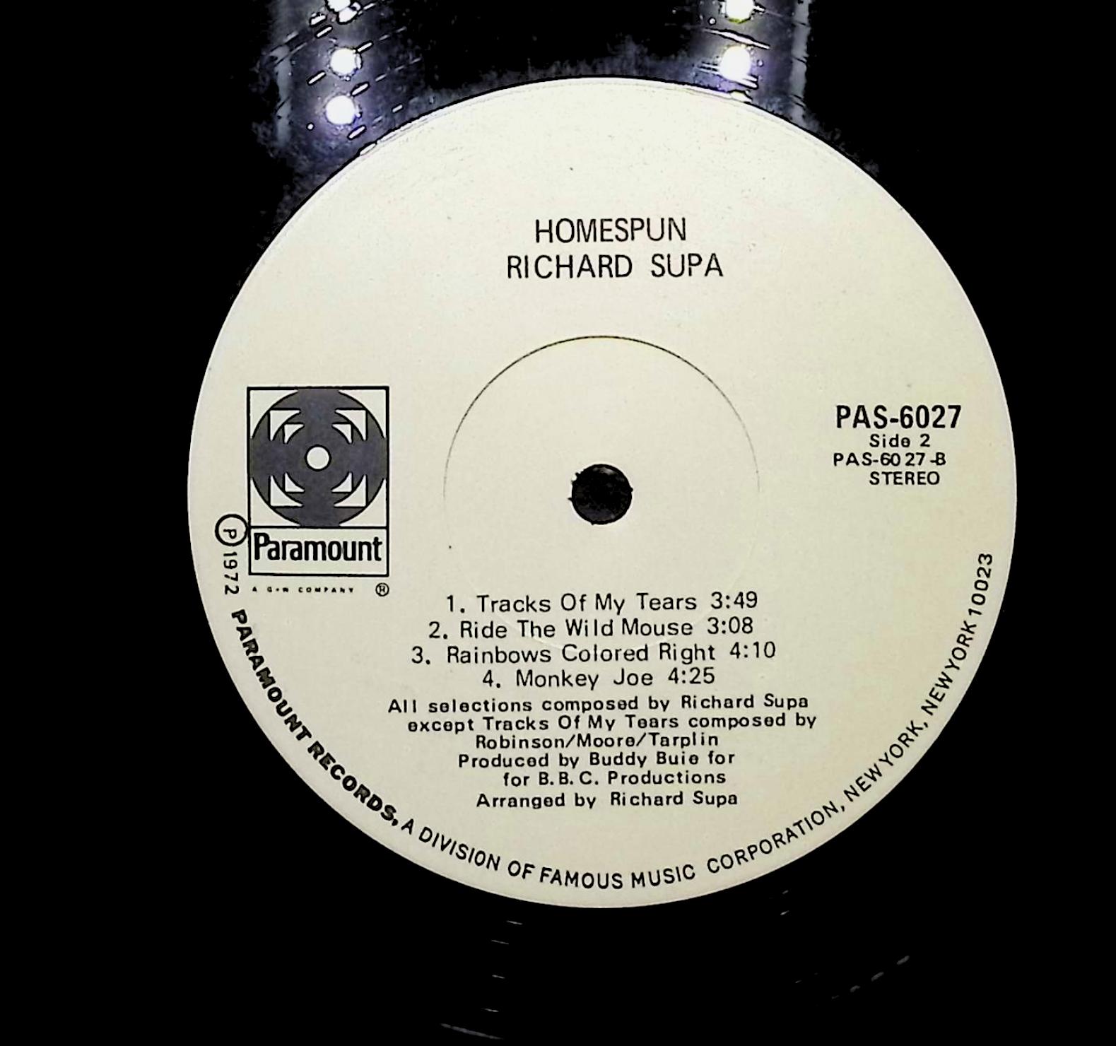 Richard Supa Homespun 1972 LP Rock Side 1 & 2  — image 4