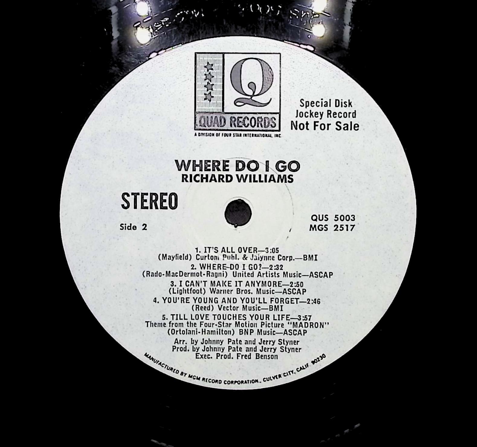 Richard Williams Where Do I Go 1971 LP Funk / Soul Side 1 & 2  — image 4