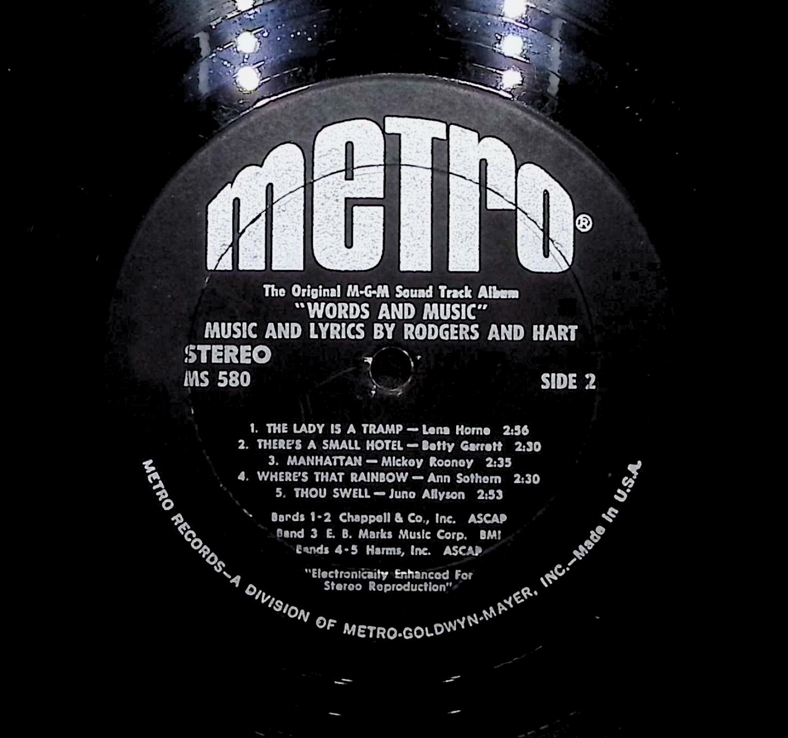 Various Artists The Original MGM Sound Track Album "Words & Music" 1966 LP Stage — image 2