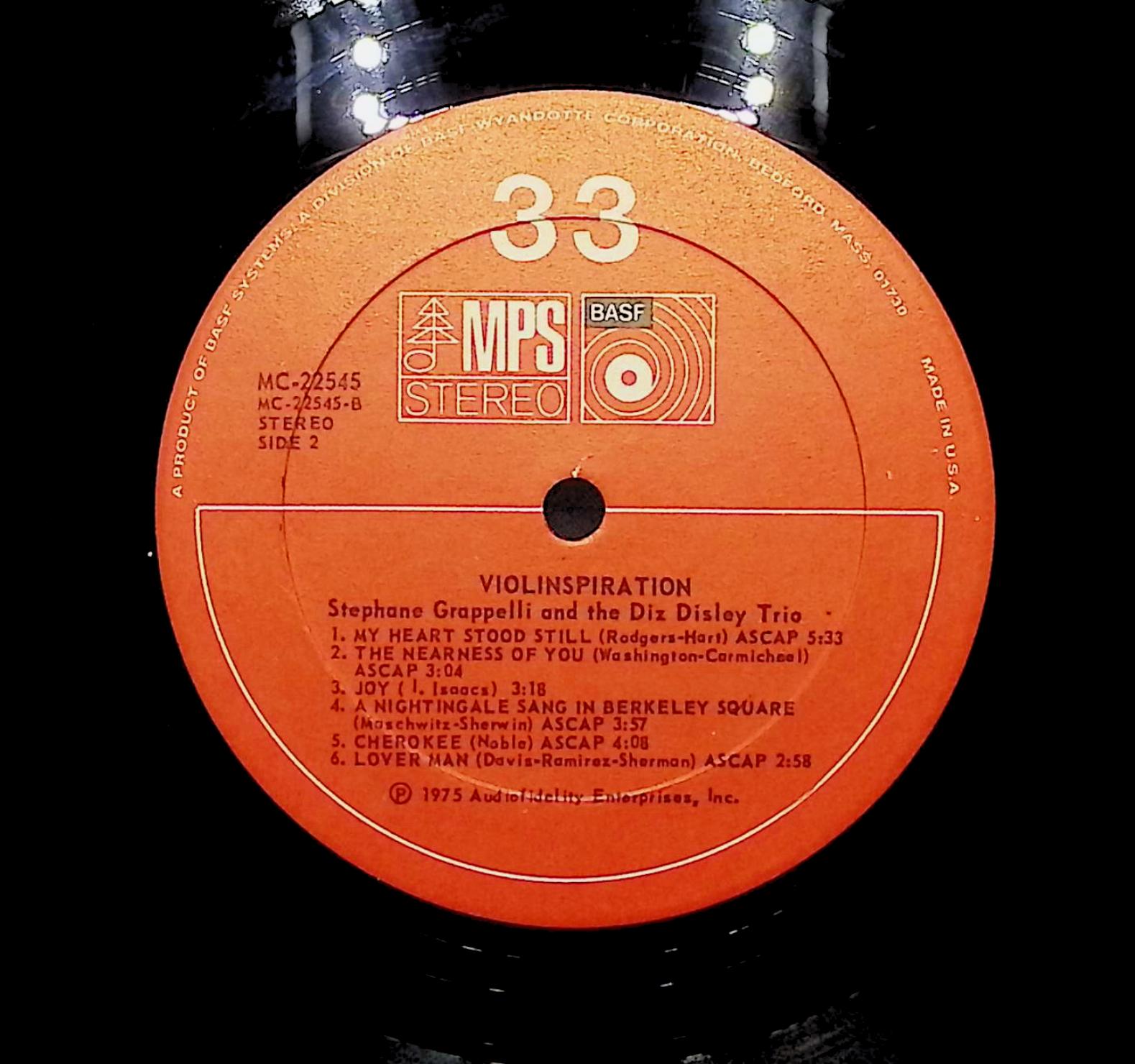 Stéphane Grappelli Violinspiration 1975 LP Jazz Side 1 & 2  — image 2
