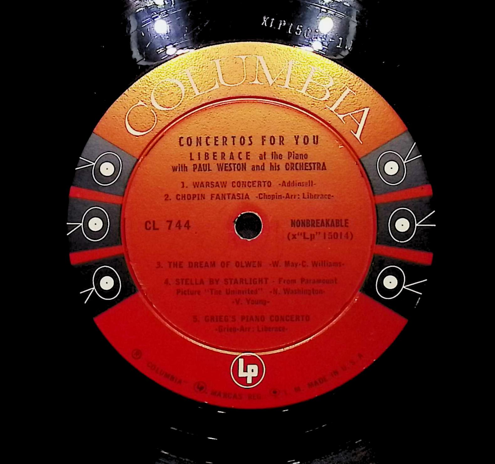 Liberace Concertos For You 1953 LP Classical Side A & B  — image 2