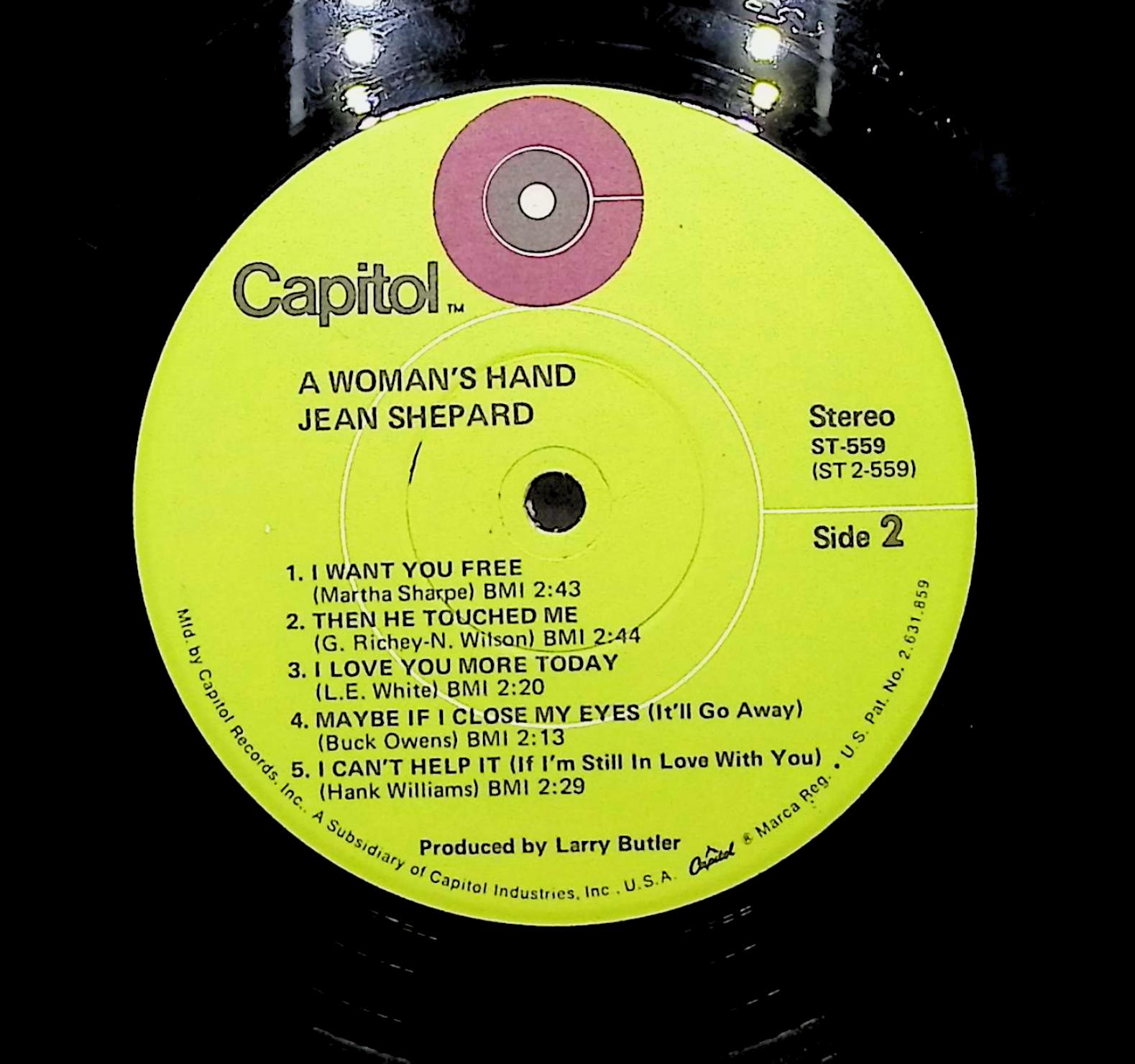 Jean Shepard A Woman's Hand 1970 LP Folk, World, & Country — image 2