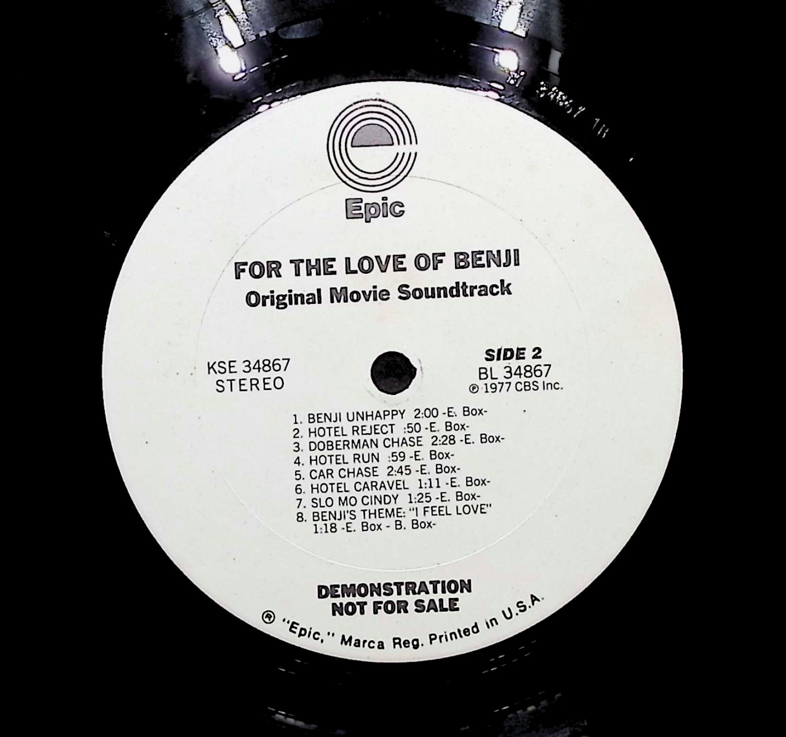 Euel Box For The Love Of Benji 1977 LP Stage & Screen Side 1 & 2  — image 2