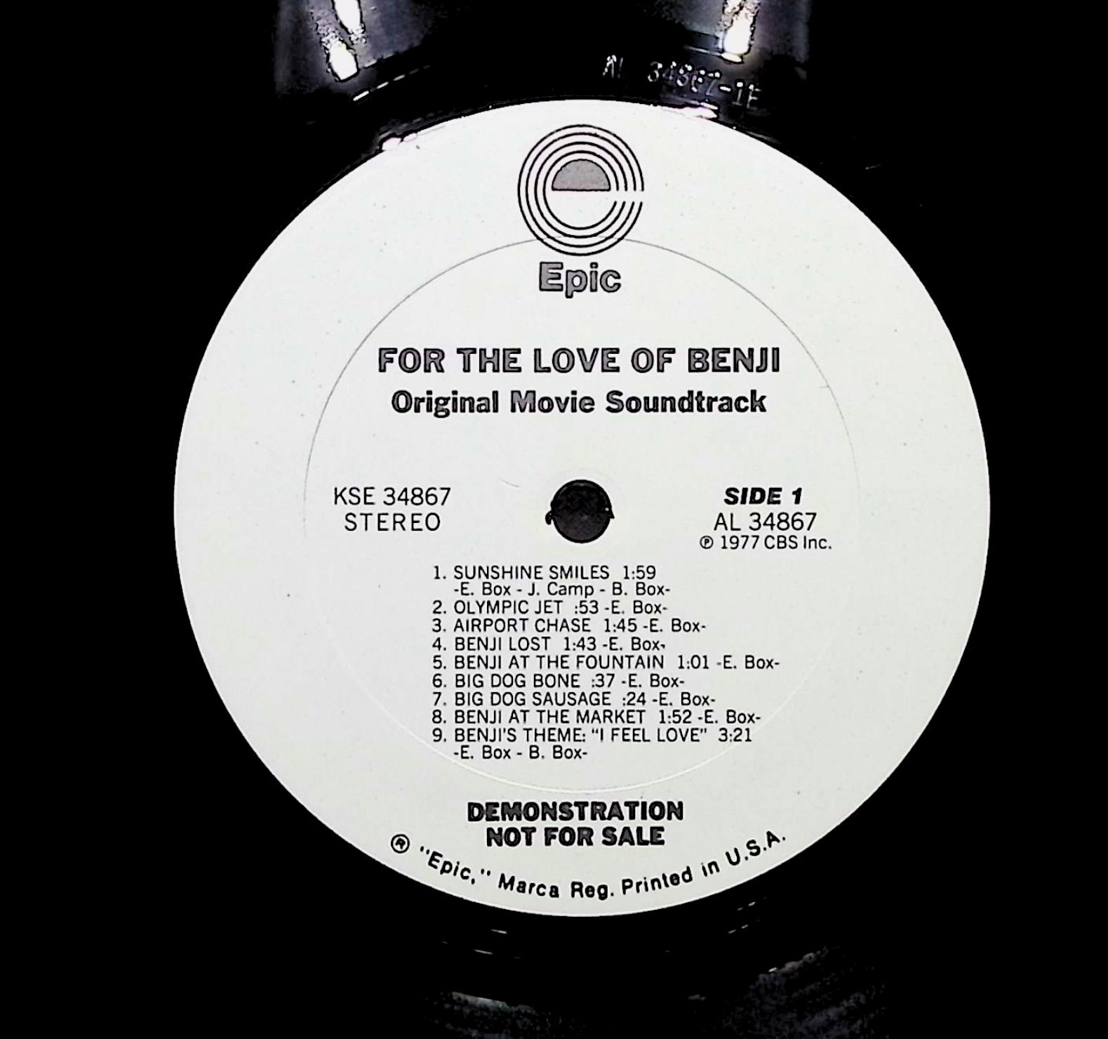 Euel Box For The Love Of Benji 1977 LP Stage & Screen Side 1 & 2  — image 4