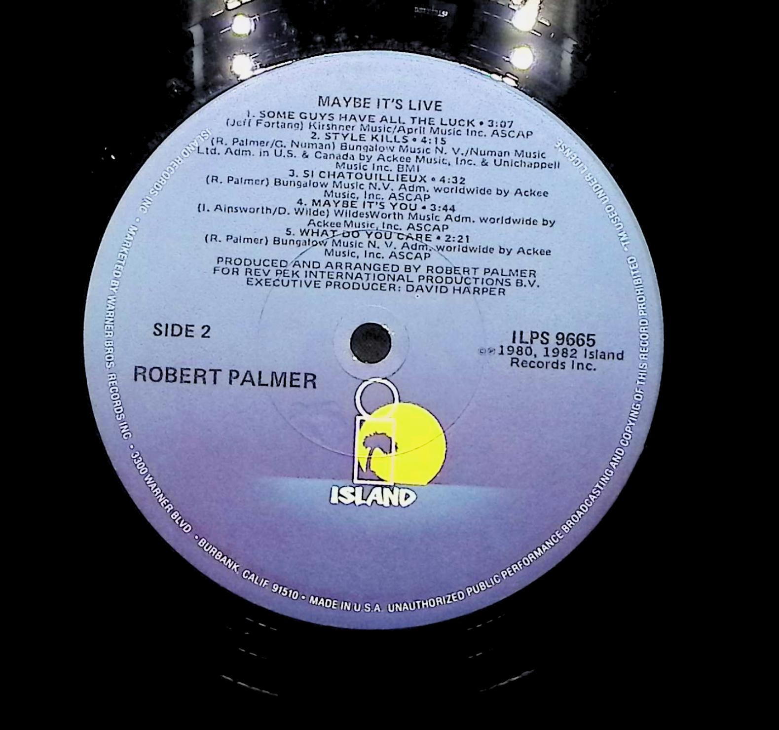 Robert Palmer Maybe It's Live 1982 LP Rock Side 1 & 2 — image 2
