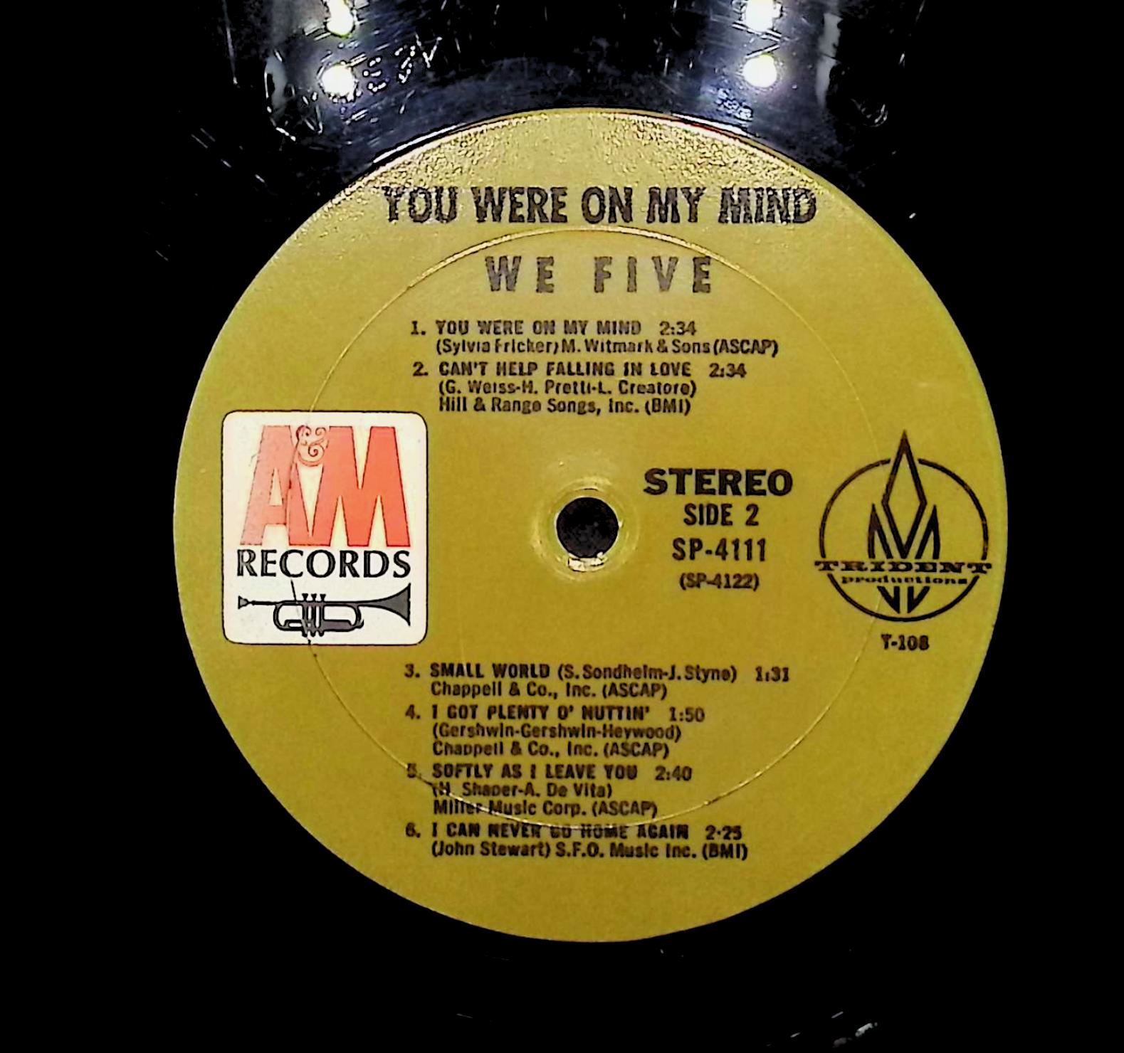 We Five You Were On My Mind LP Pop Side 1 & 2  — image 2