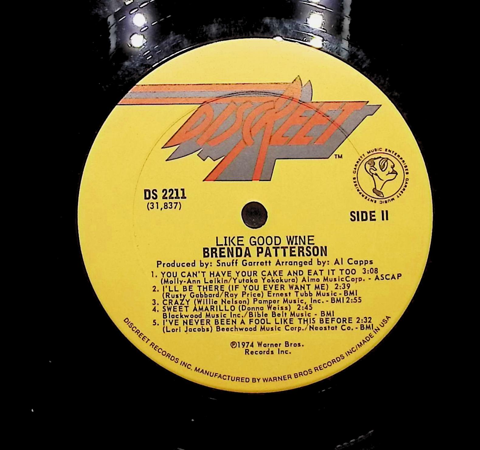 Brenda Patterson Like Good Wine 1974 LP Rock Side I & II  — image 2