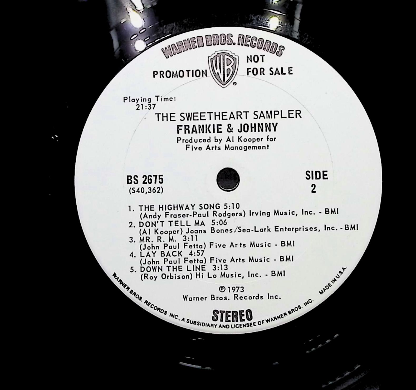 Frankie & Johnny -The Sweetheart Sampler 1973 LP Rock Side 1 & 2 — image 2
