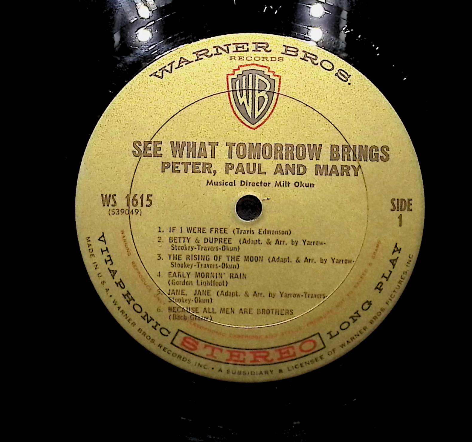 Peter, Paul & Mary See What Tomorrow Brings 1965 LP Folk, World, & Country — image 2