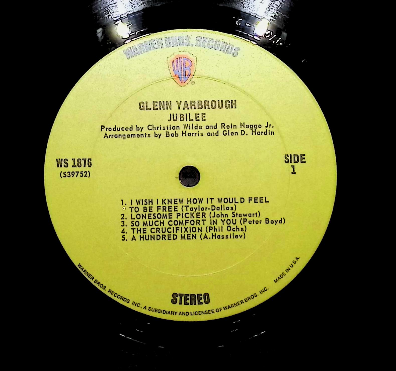 Glenn Yarbrough Jubilee 1970 LP Folk, World, & Country Side 1 & 2  — image 2