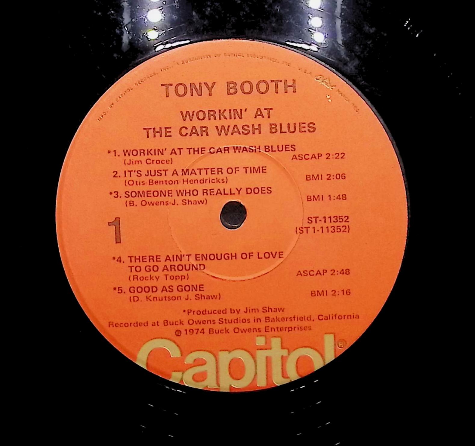 Tony Booth Workin' At The Car Wash Blues 1974 LP Folk, World, & Country  — image 2