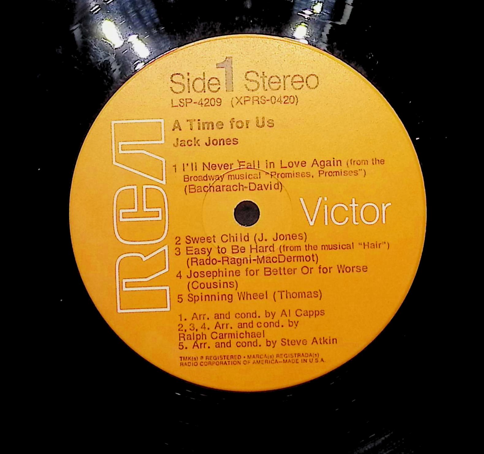 Jack Jones A Time For Us 1969 LP Pop Side 1 & 2  — image 2