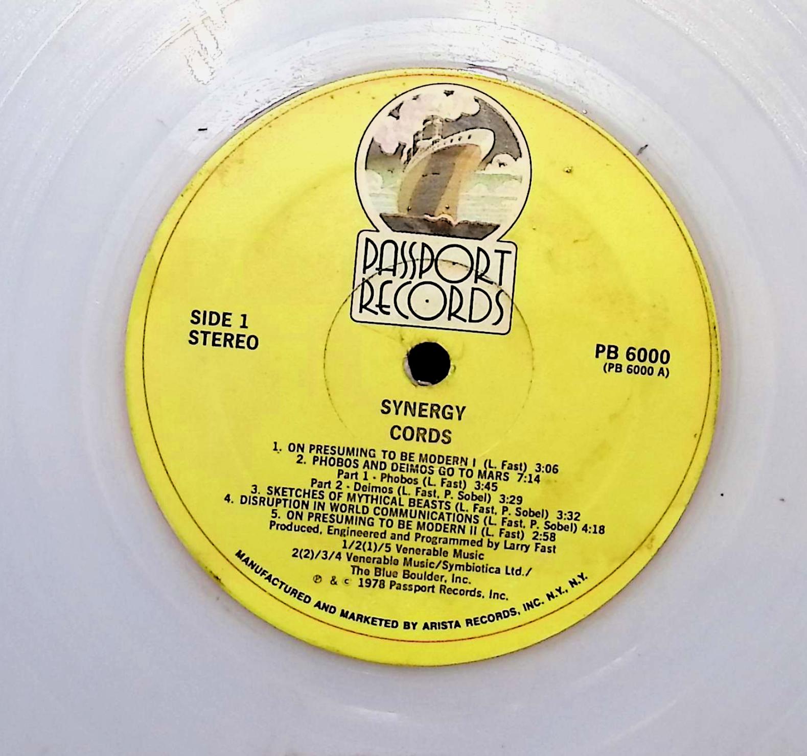 Synergy  Cords 1978 LP Electronic Side 1 & 2  — image 2
