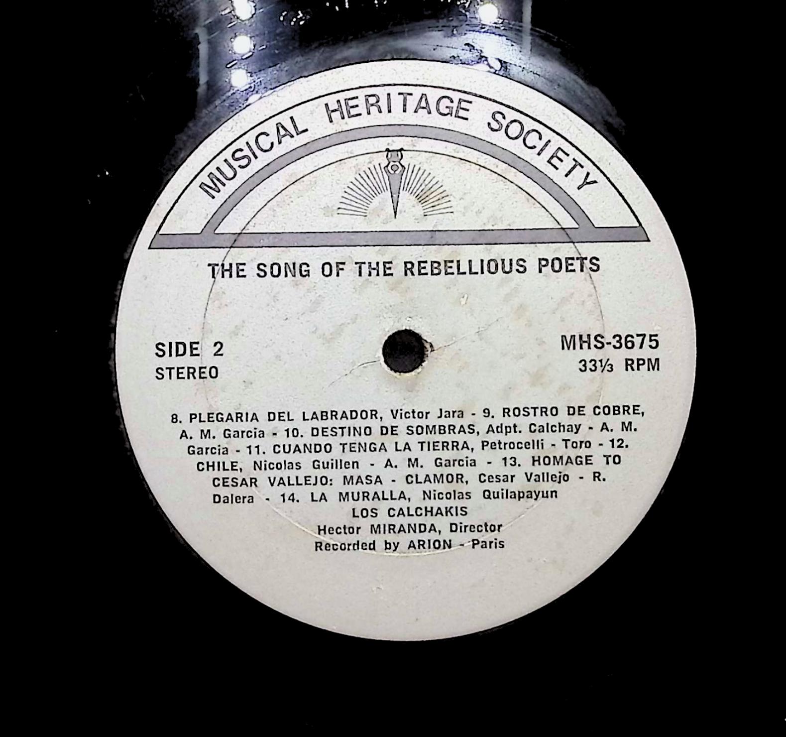 Los Calchakis The Song of The Rebellious Poets LP Latin Side 1 & 2  — image 2