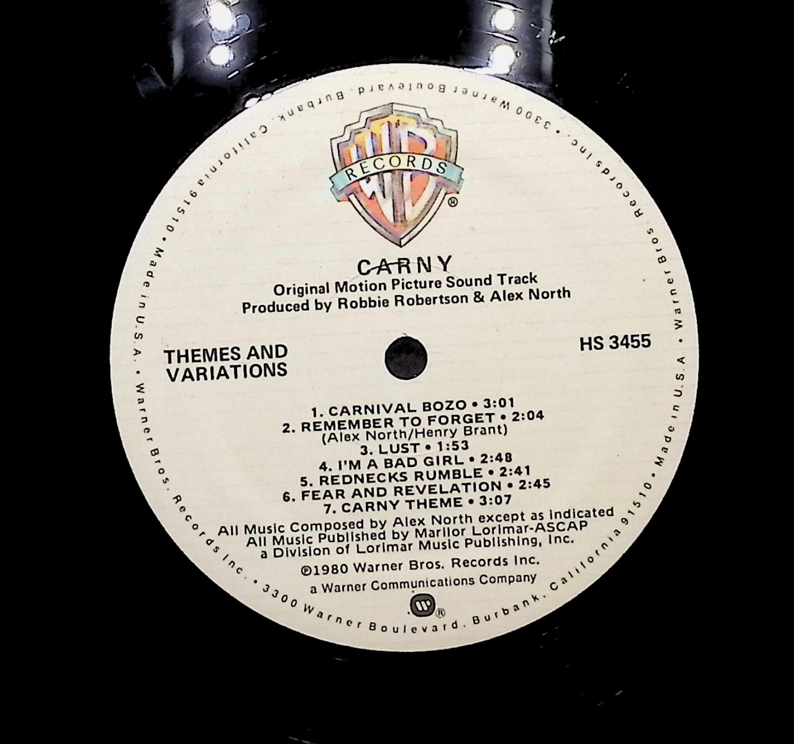 Various Artists Carny (Sound Track From The Motion Picture) 1980 LP Rock — image 2