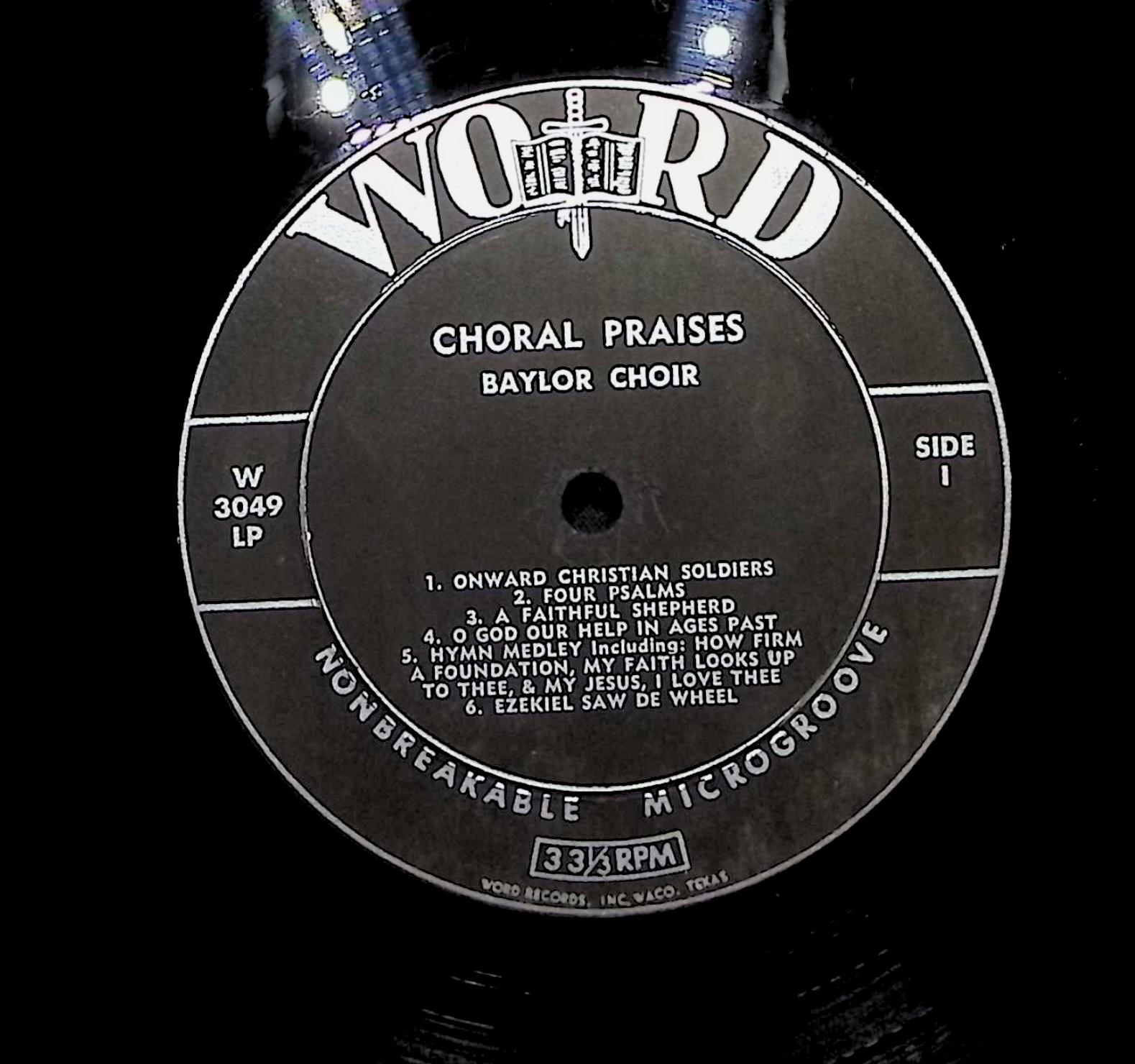 The Baylor Choir Choral Praises 1959 LP Folk, World, & Country Side I & II — image 2