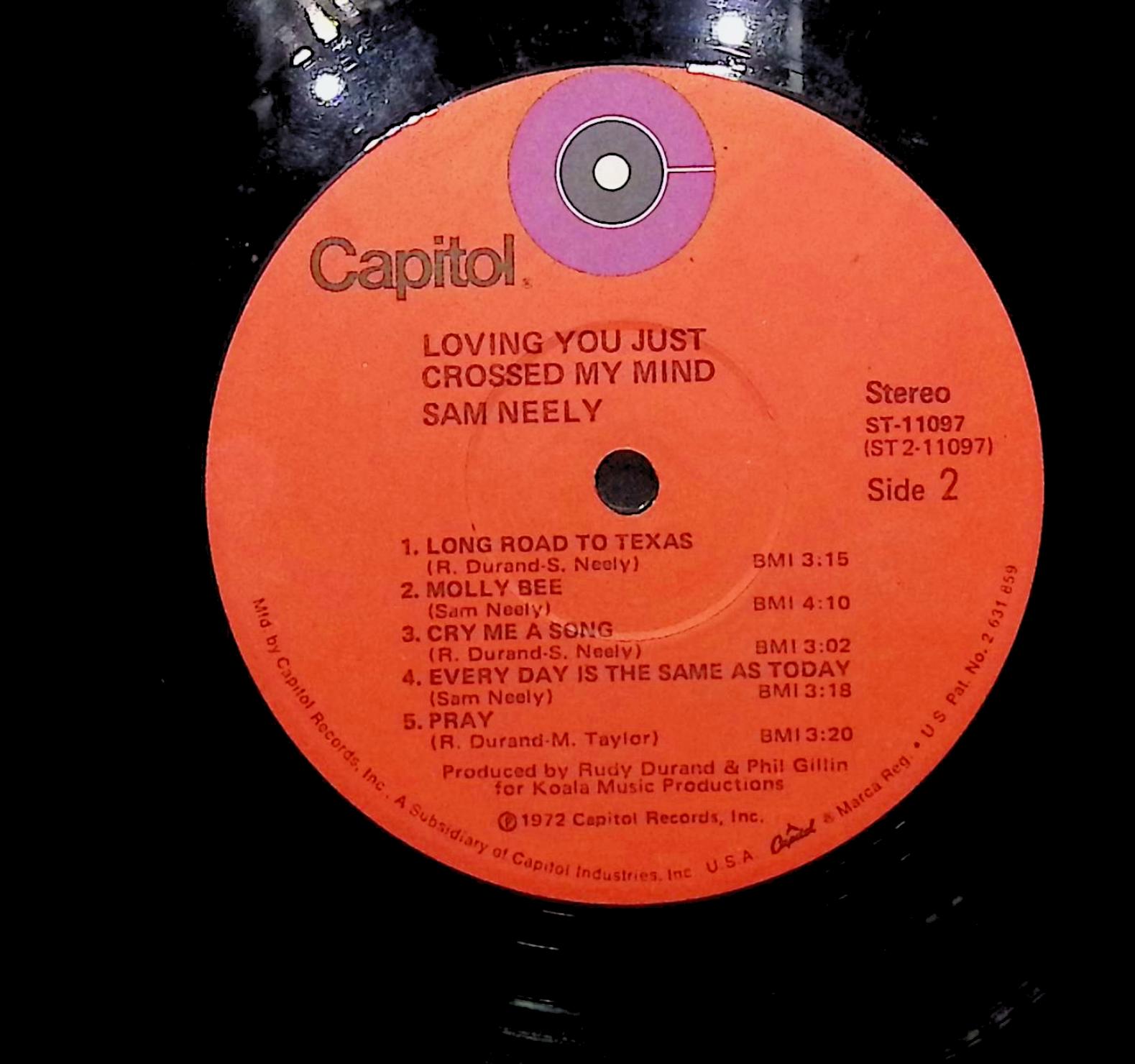 Sam Neely Loving You Just Crossed My Mind 1972 LP Folk, World, & Country  — image 2