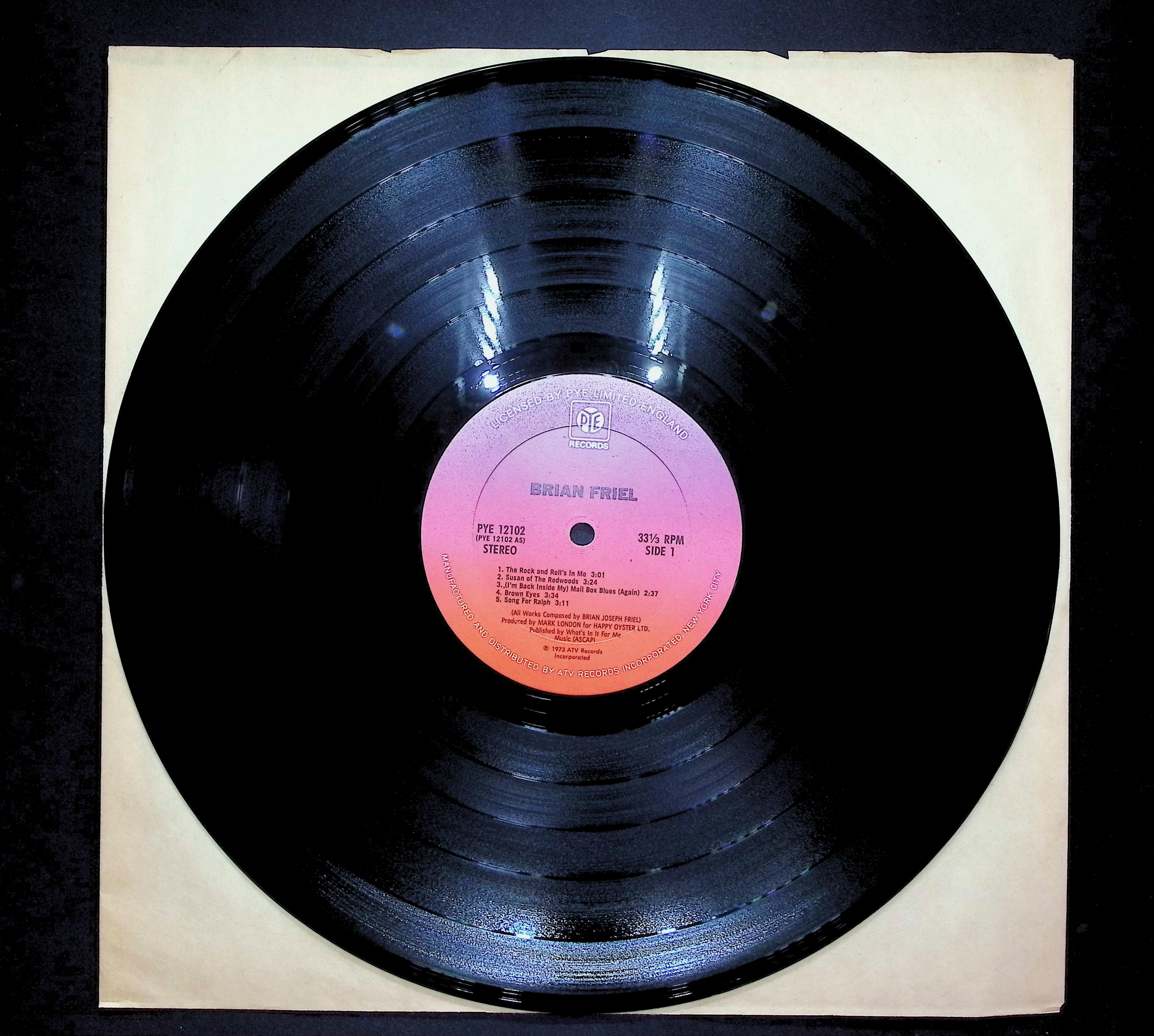 Brian Joseph Friel Brian Friel 1975 LP Rock Side 1 & 2