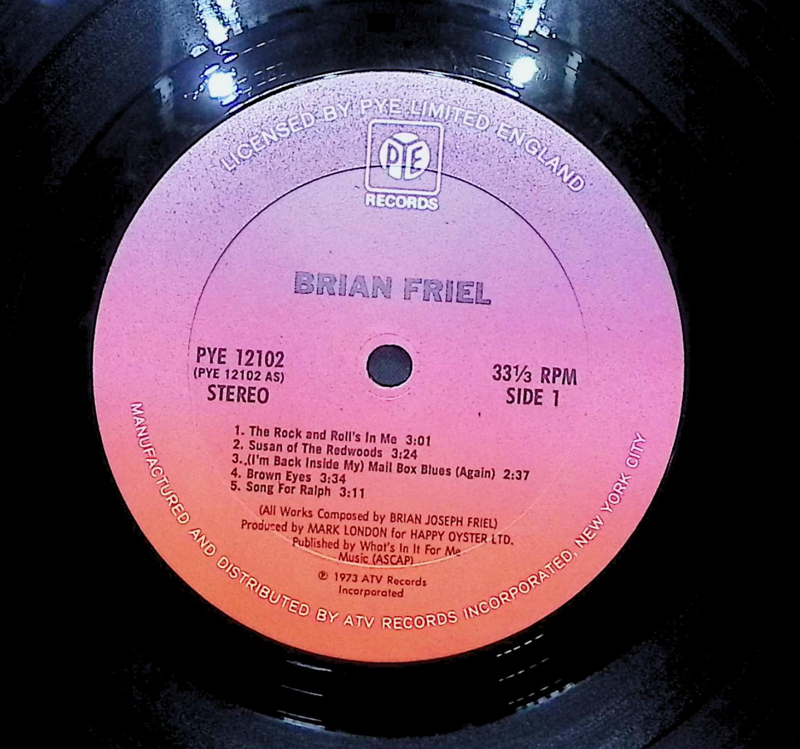 Brian Joseph Friel Brian Friel 1975 LP Rock Side 1 & 2  — image 2