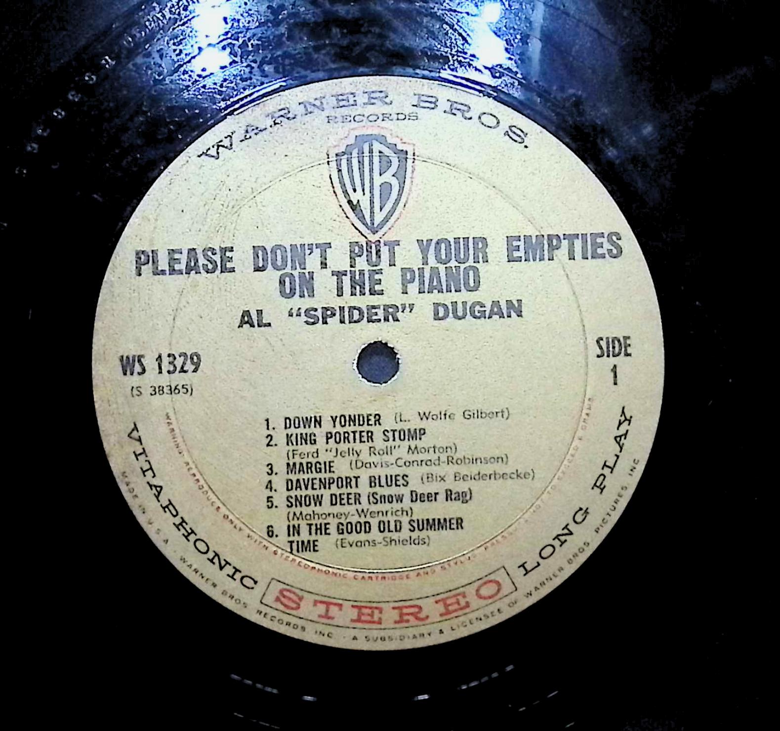 Al "Spider" Dugan Please Don't Put Your Empties On The Piano 1959 LP Jazz  — image 2