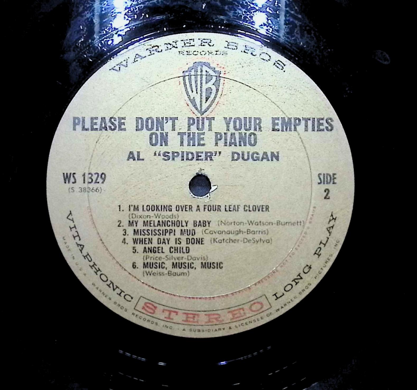 Al "Spider" Dugan Please Don't Put Your Empties On The Piano 1959 LP Jazz  — image 4