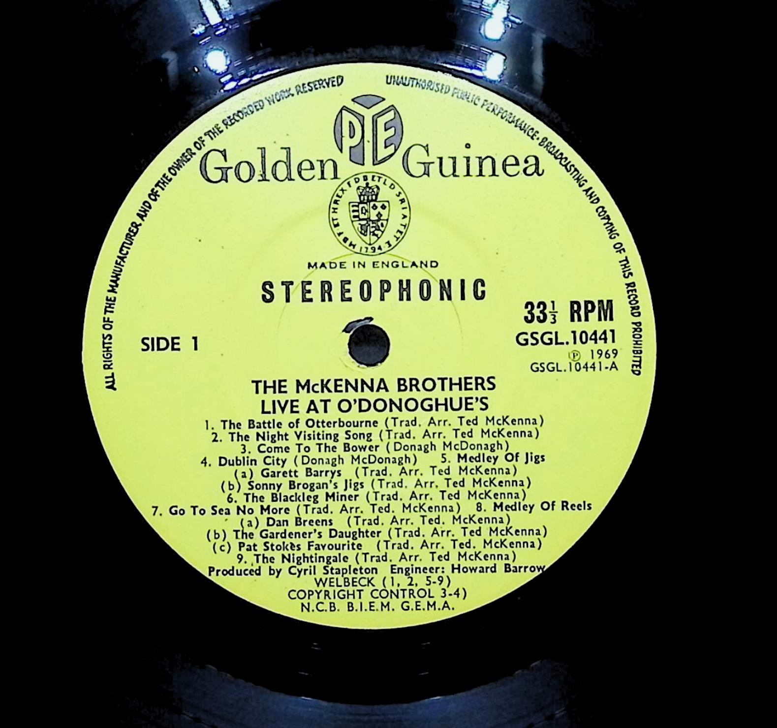 The McKenna Brothers Live At O'Donoghue's 1969 LP Folk, World, & Country  — image 2