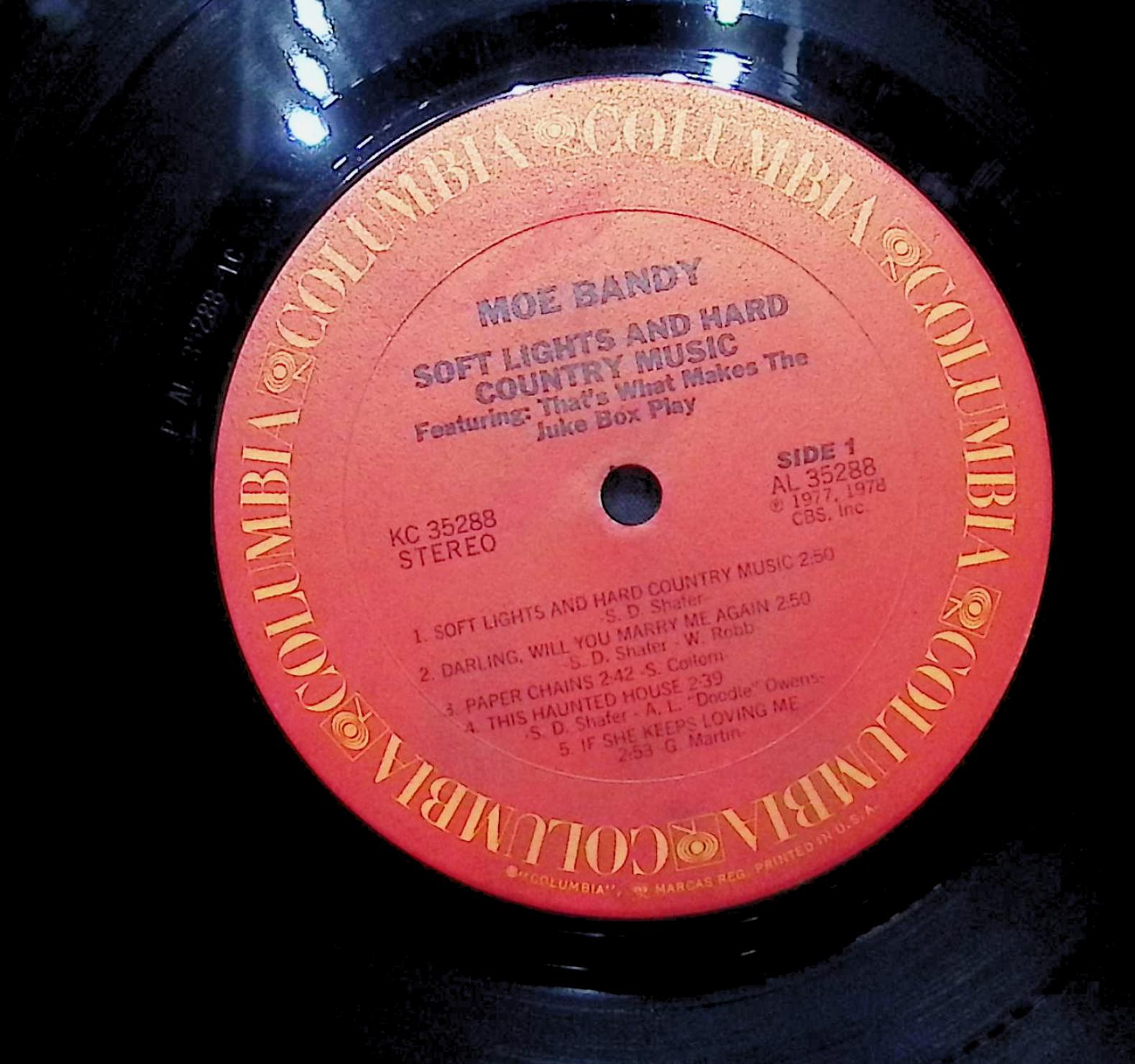 Moe Bandy Soft Lights And Hard Country Music 1978 LP Folk, World, & Country — image 2