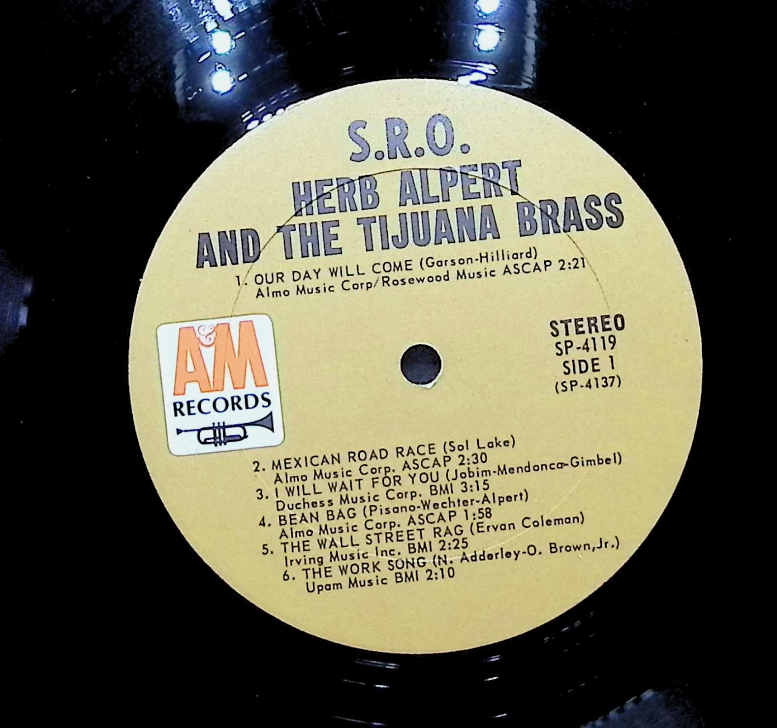 Herb Alpert & The Tijuana Brass S.R.O. 1966 LP Jazz Side 1 & 2  — image 4