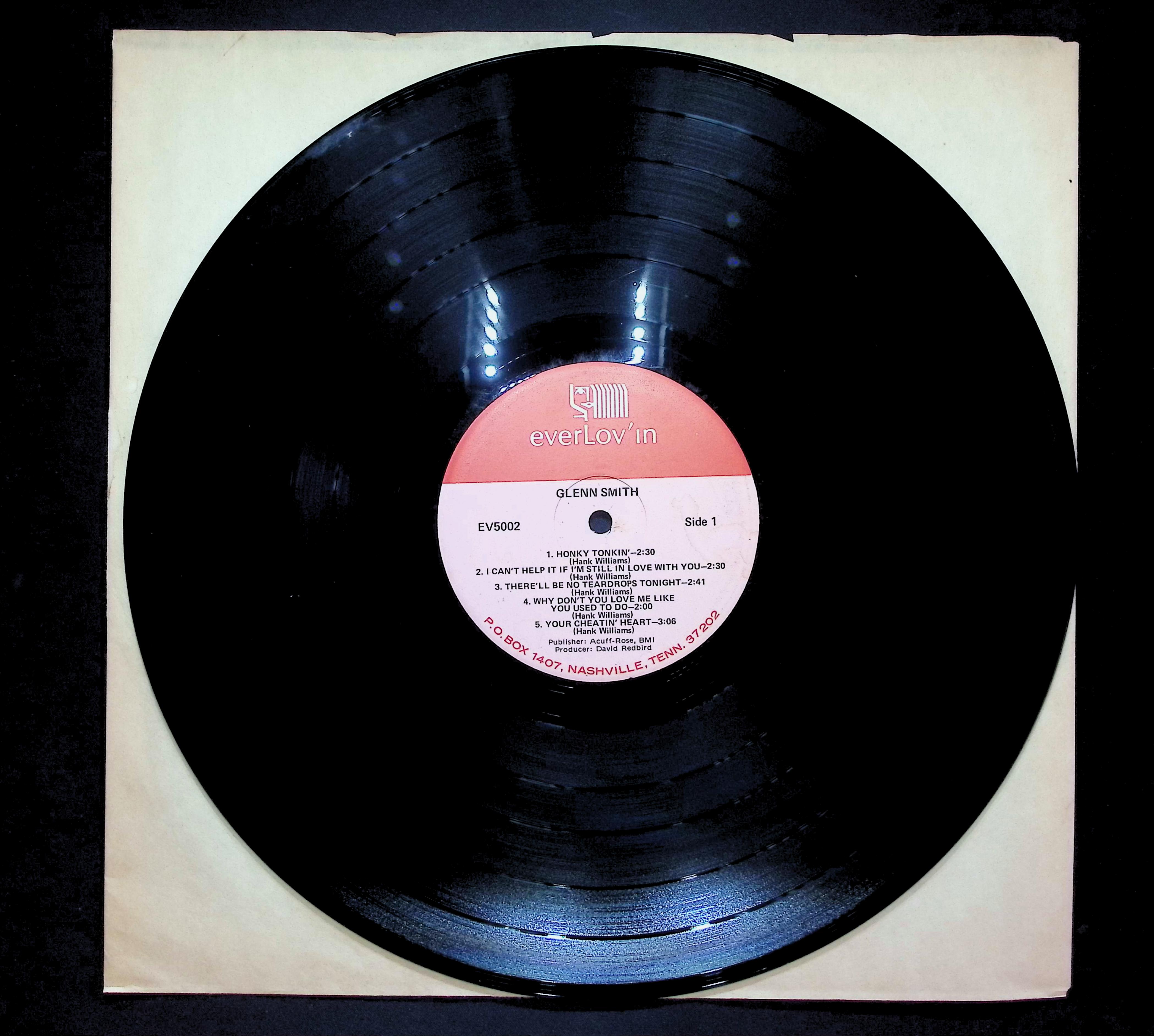 Glenn Smith Salutes Hank Williams 1978 LP Folk, World, & Country  — image 3
